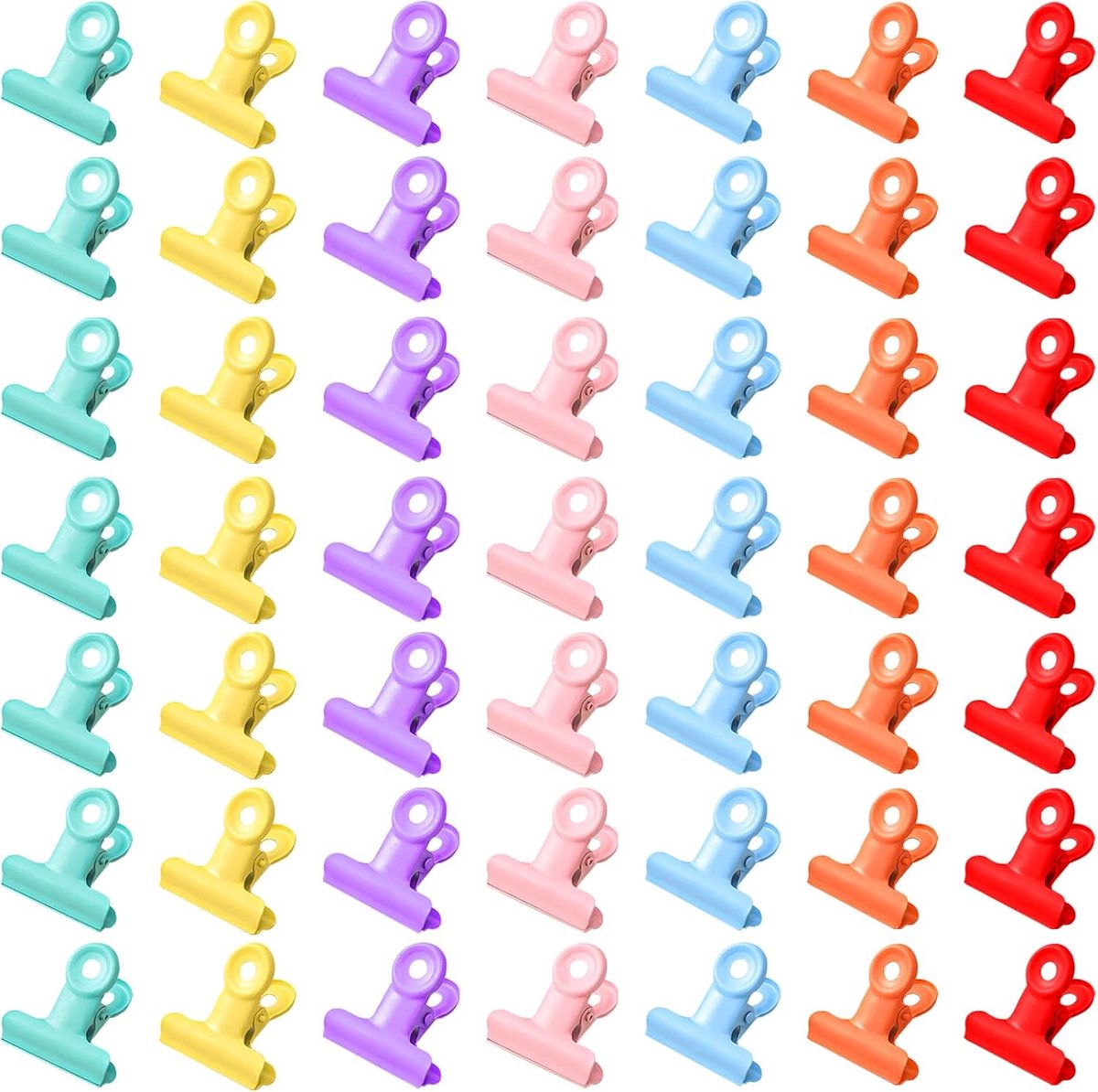 SnelShoppen - 49 Stuks Kleurige Bulldog Clips - Kleine Metalen Klemmen - 30 mm - Multifunctionele Kantoor Clips voor Documenten, Foto's, School en Thu