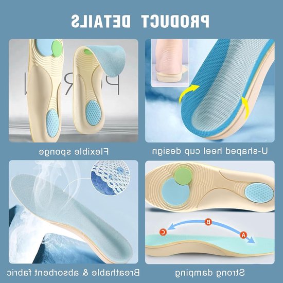 Orthopedische Inlegzolen voor Plantar Fasciitis en Platvoeten, Pijnverlichting voor Hiel en Voetsteun voor Mannen en Vrouwen (41-42) — afbeelding 2