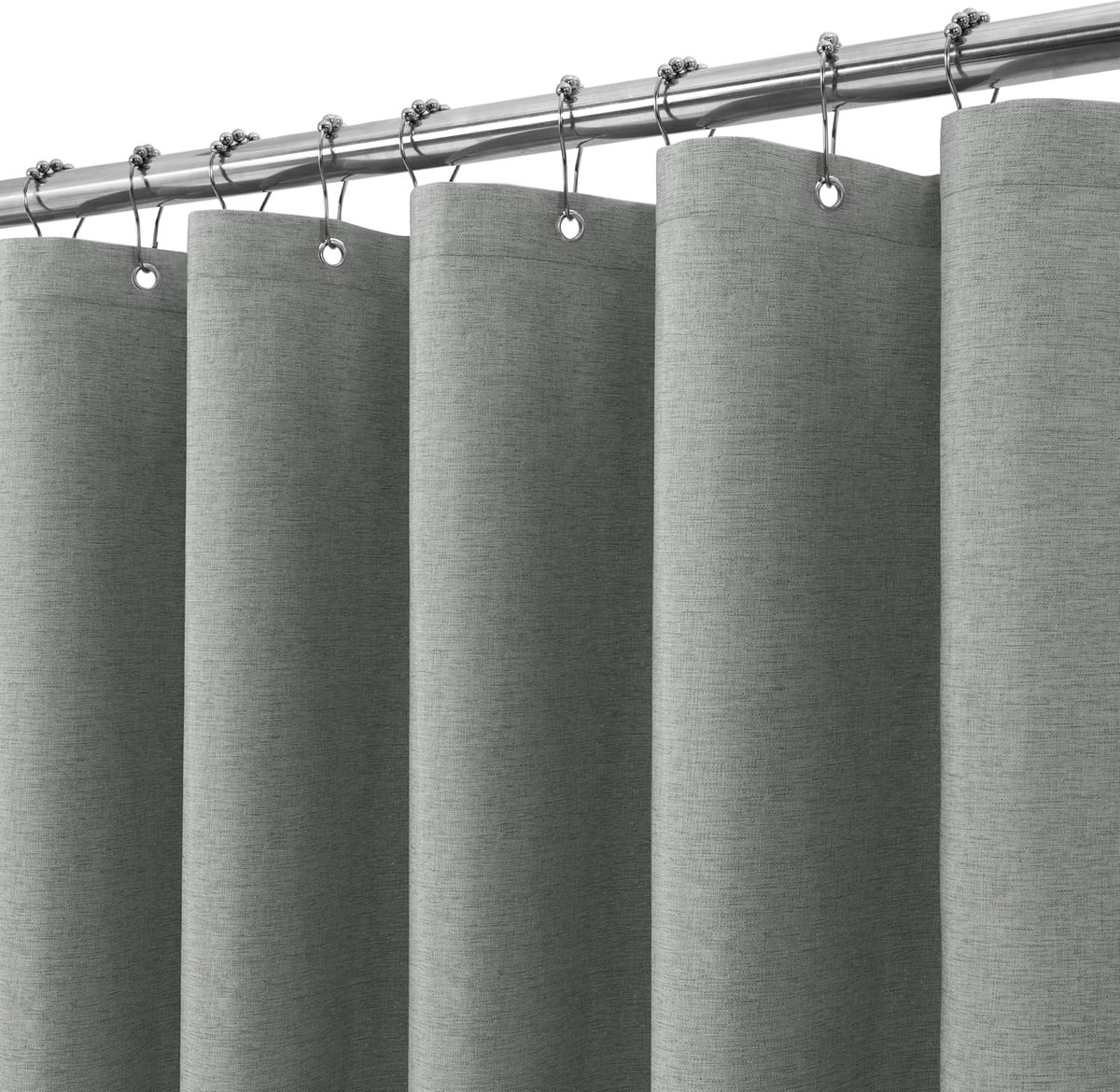 SnelShoppen - Douchegordijn Waterdicht met Linnen Textuur en Metalen Ringen - Antimicrobieel en Duurzaam Badkamer Gordijn 152 x 182cm (Grijs)