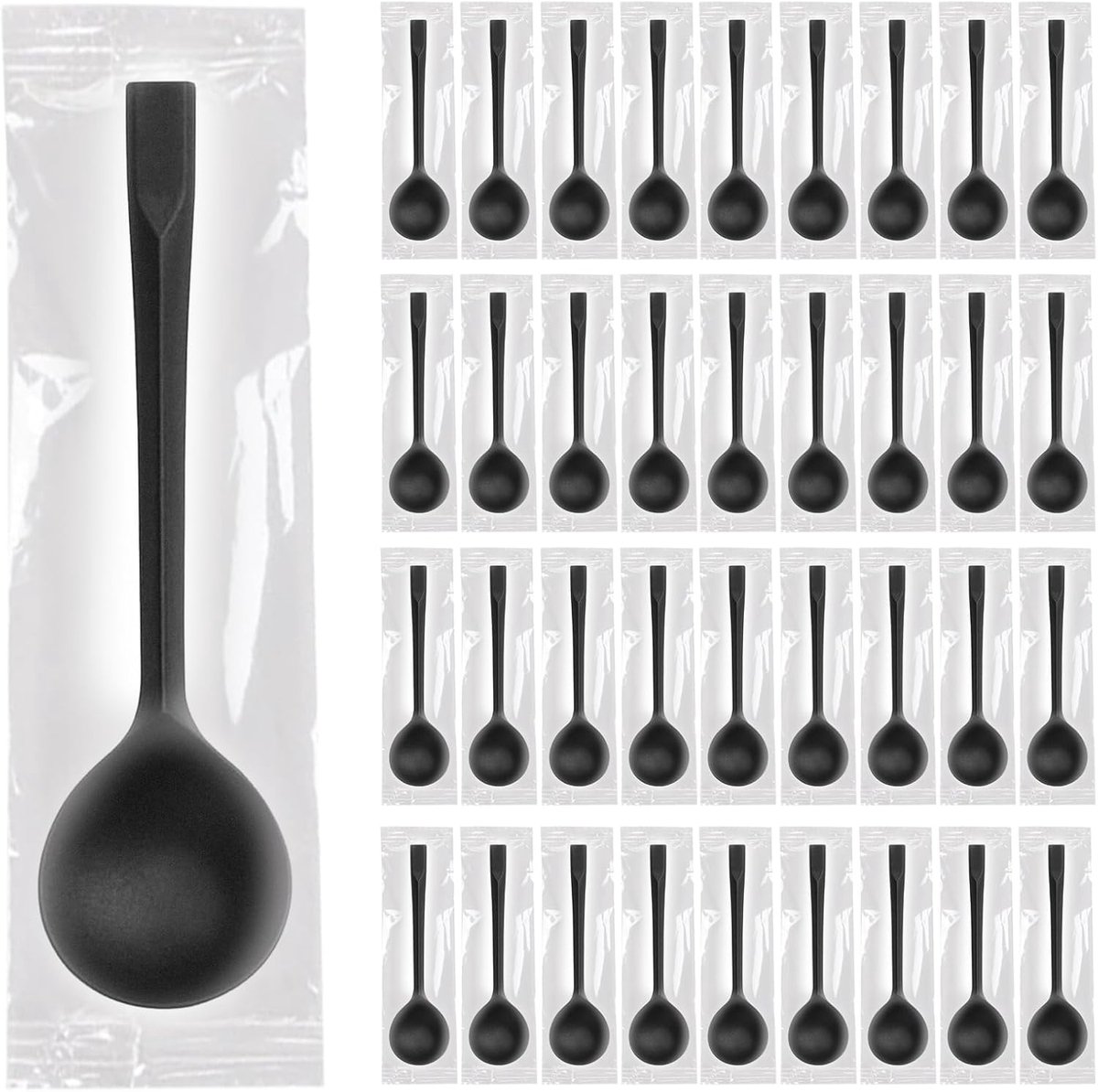 SnelShoppen - 100 Zwarte Herbruikbare Dessertlepels 15.5cm - Ideaal voor Pudding, Mousse, Feest, Camping, Keuken, Hoogwaardige Acryl Lepels