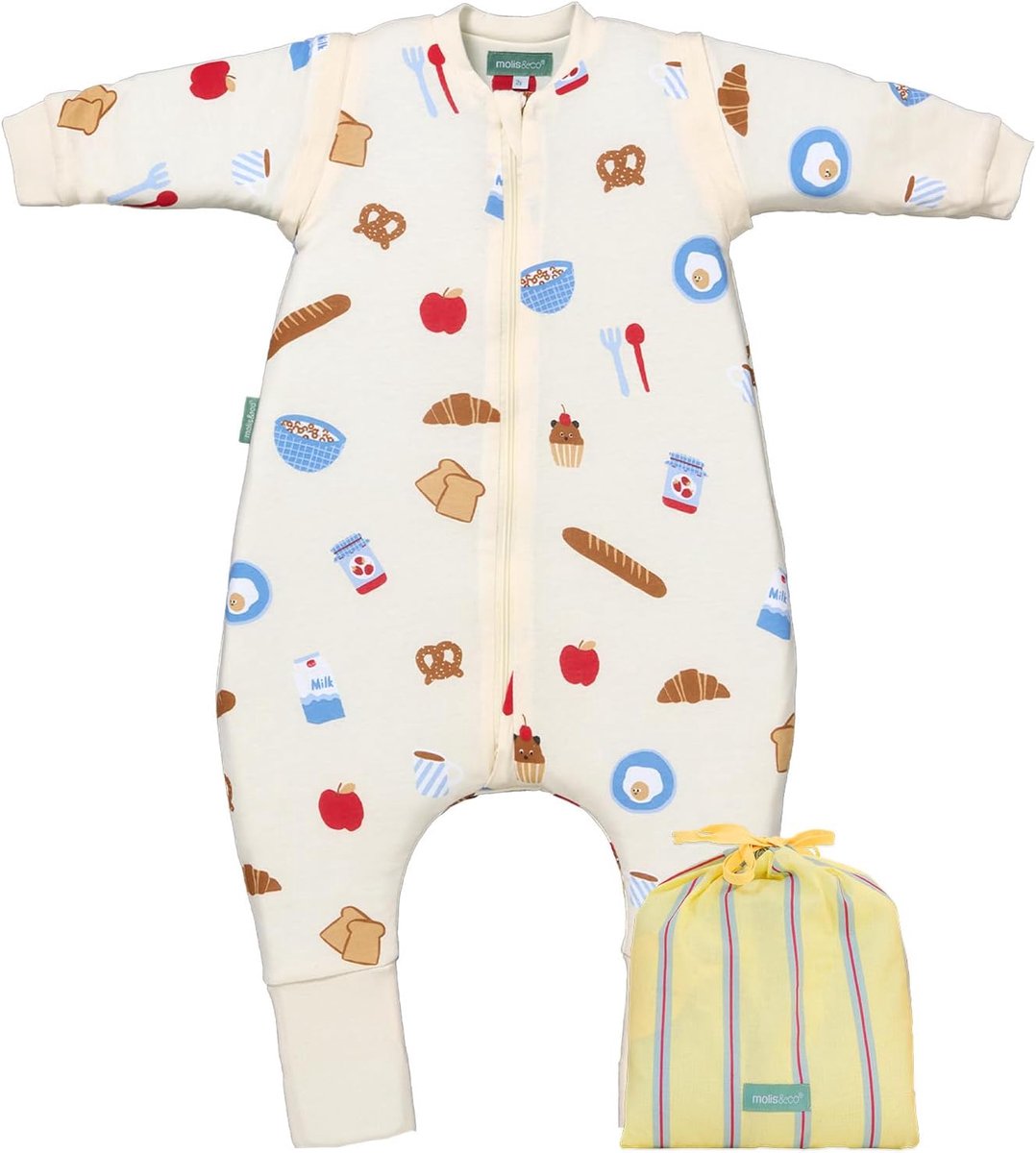 SnelShoppen - Baby Slaapzak met Voeten, Verwijderbare Mouwen en Sokjes, 1 TOG, 100% Katoen, Licht Gewatteerd - Ideaal voor Lente en Herfst - 60 cm