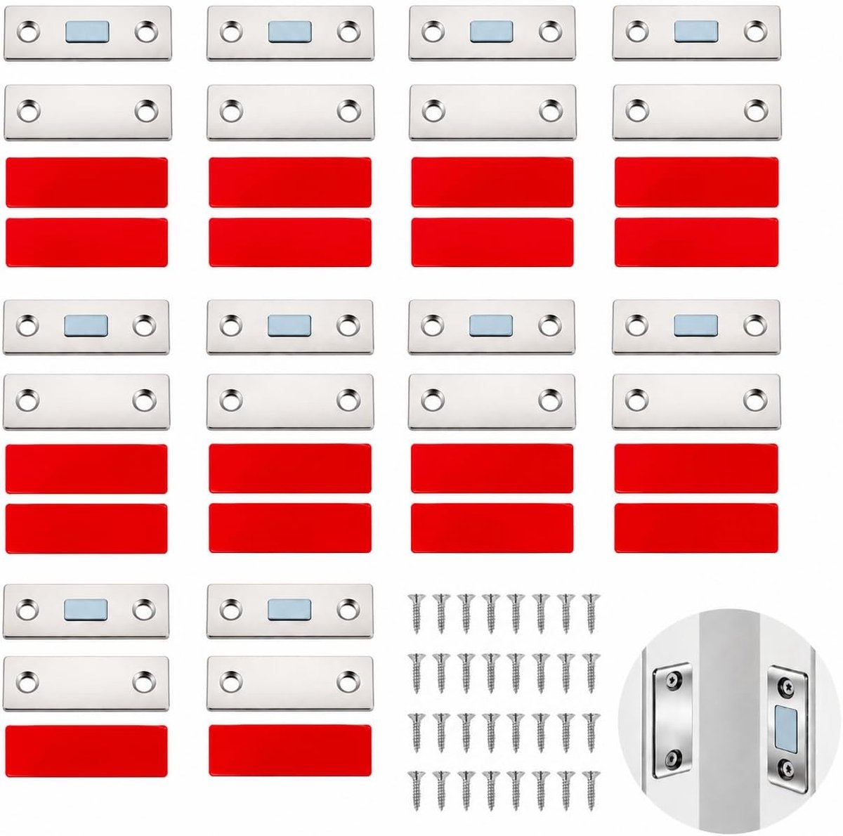 SnelShoppen - 10 stuks ultradunne magneten voor kastdeuren, zelfklevende magneetvergrendelingen, sterke sluiting voor deuren, laden, kasten, ramen en