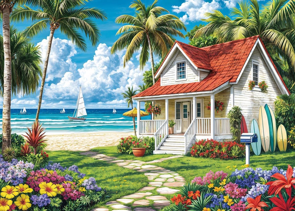 SnelShoppen - Puzzel 1000 Stukjes voor Volwassenen, Educatief Spel, Strandthema, Surfen, Perfecte Decoratie, Ideaal Cadeau voor Gezinnen en Kinderen v