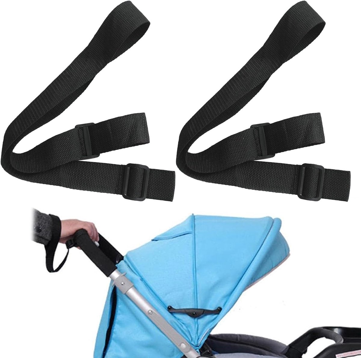 SnelShoppen - 2 stuks Veiligheidsgordel voor Kinderwagen, Verstelbare Veiligheidsriem voor Kinderwagen, Rolstoel, Lekvrij, Zwart, Ideaal voor Kinderen