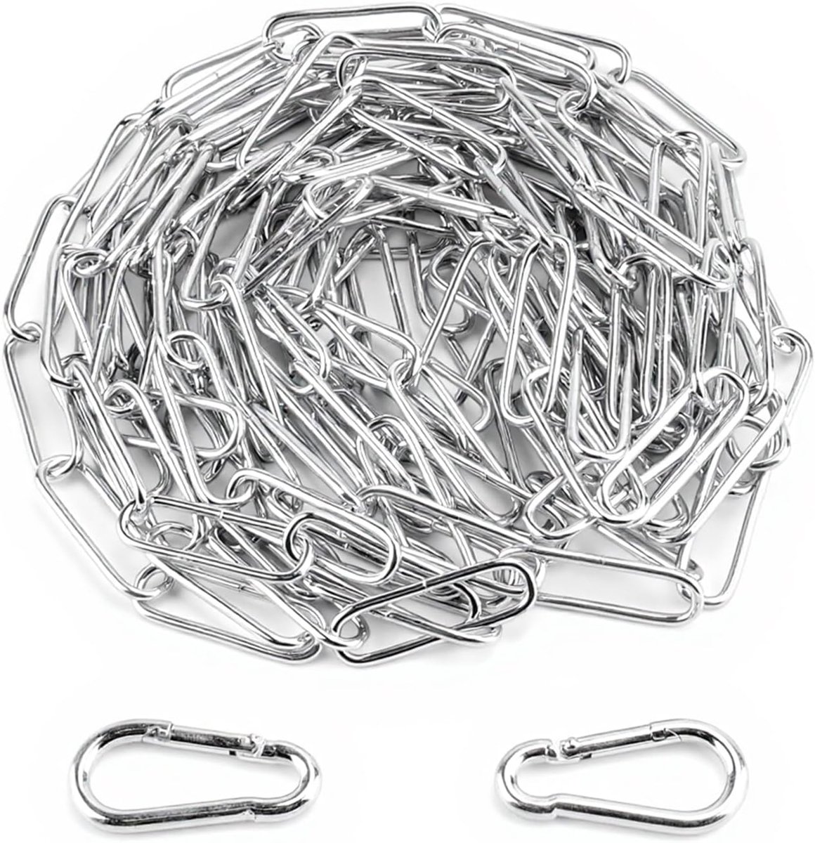 SnelShoppen - 6M RVS Kettingen Metalen Links, 2.5mm Dikke Heavy Duty Veiligheidsketting voor Deuren, Poorten, Fietsen, Motoren, Huisdieren, Hangende H