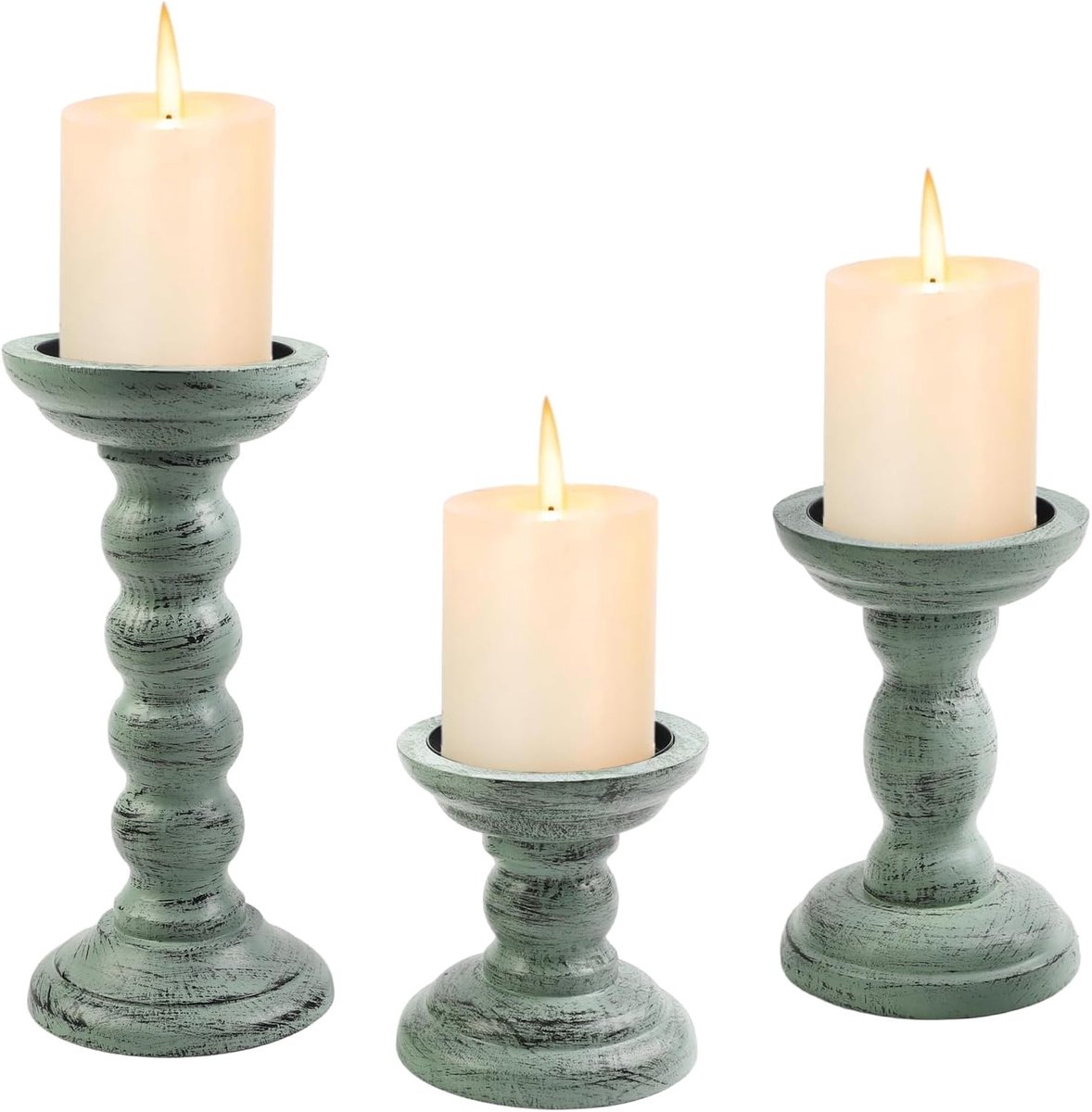 SnelShoppen - Houten Kandelaars voor Pijler - Stijlvolle Decoratie voor Thuis, Tuin en Feest - Set van 2 - Natuurlijke Houtkleur - Perfect voor Kaarse