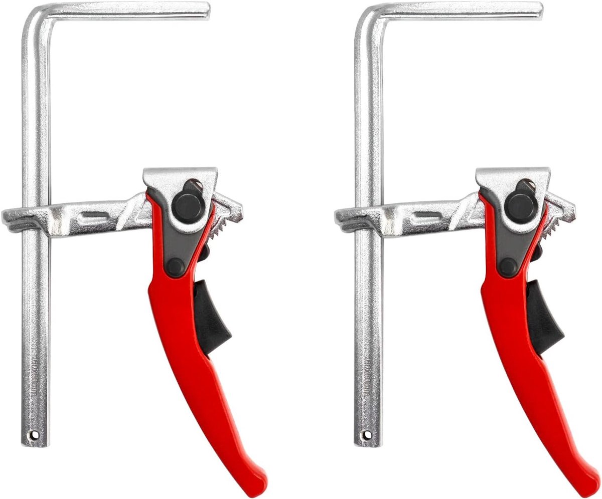 SnelShoppen - QWORK Power Clip Tafel Klem, Snelle Klem met 160 mm Openingscapaciteit en 60 mm Diepte voor Schuren, Snijden, 2 Stuks van Hoogwaardige C