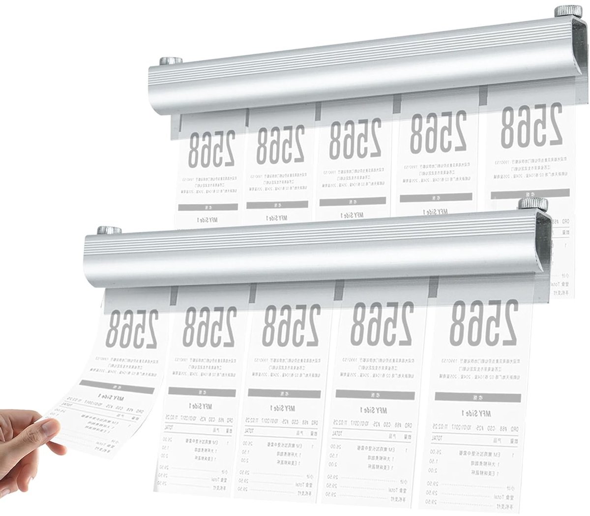 Zelfklevende Bonrollen voor Horeca - 20 cm Ontvangstbewijs Houder, Combinabele Klem voor Keuken, Ticket, Bar en Kantoor, 2 Stuks