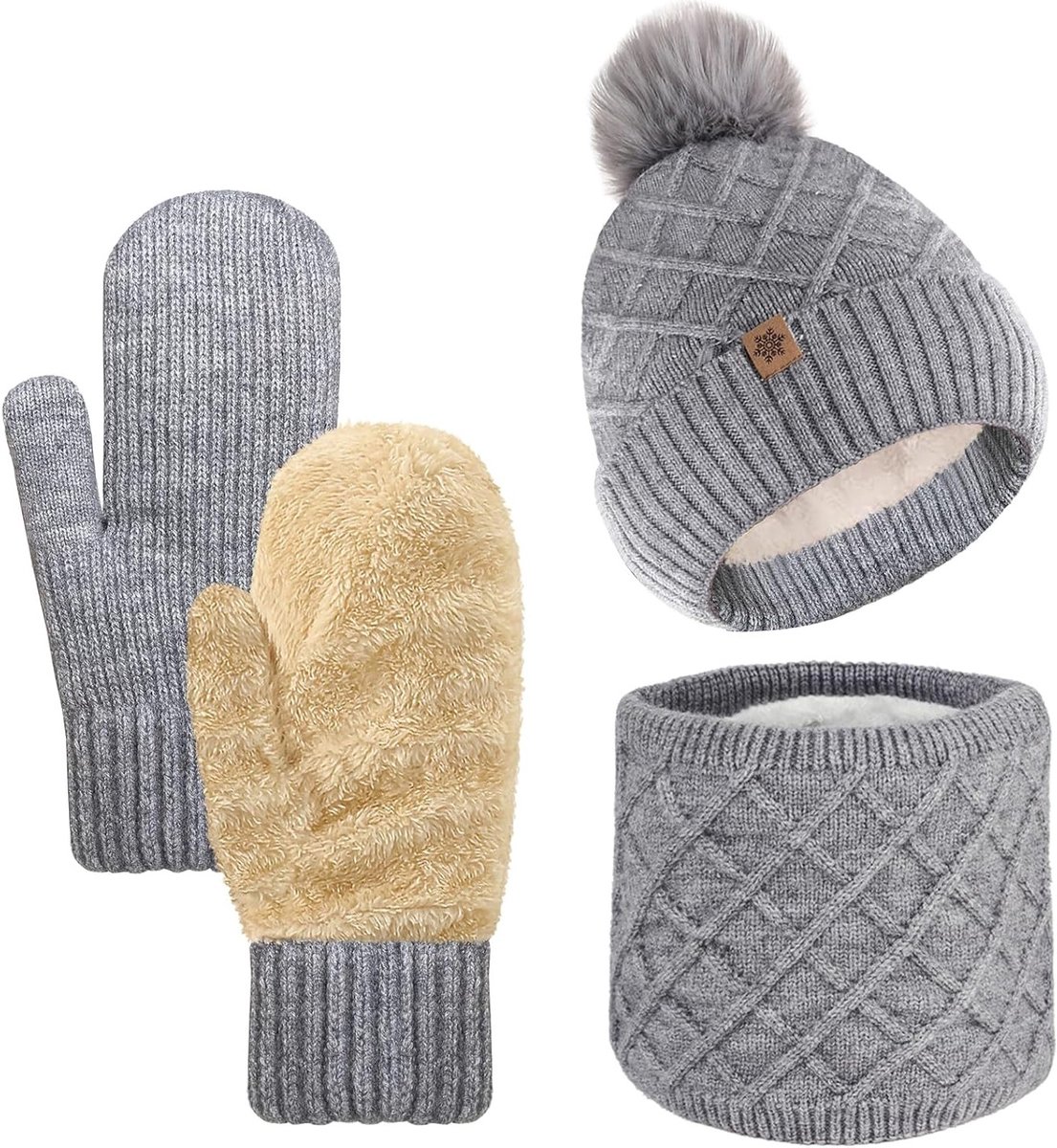 Dames set met muts, sjaal en handschoenen voor koude dagen - Warm en stijlvol accessoire