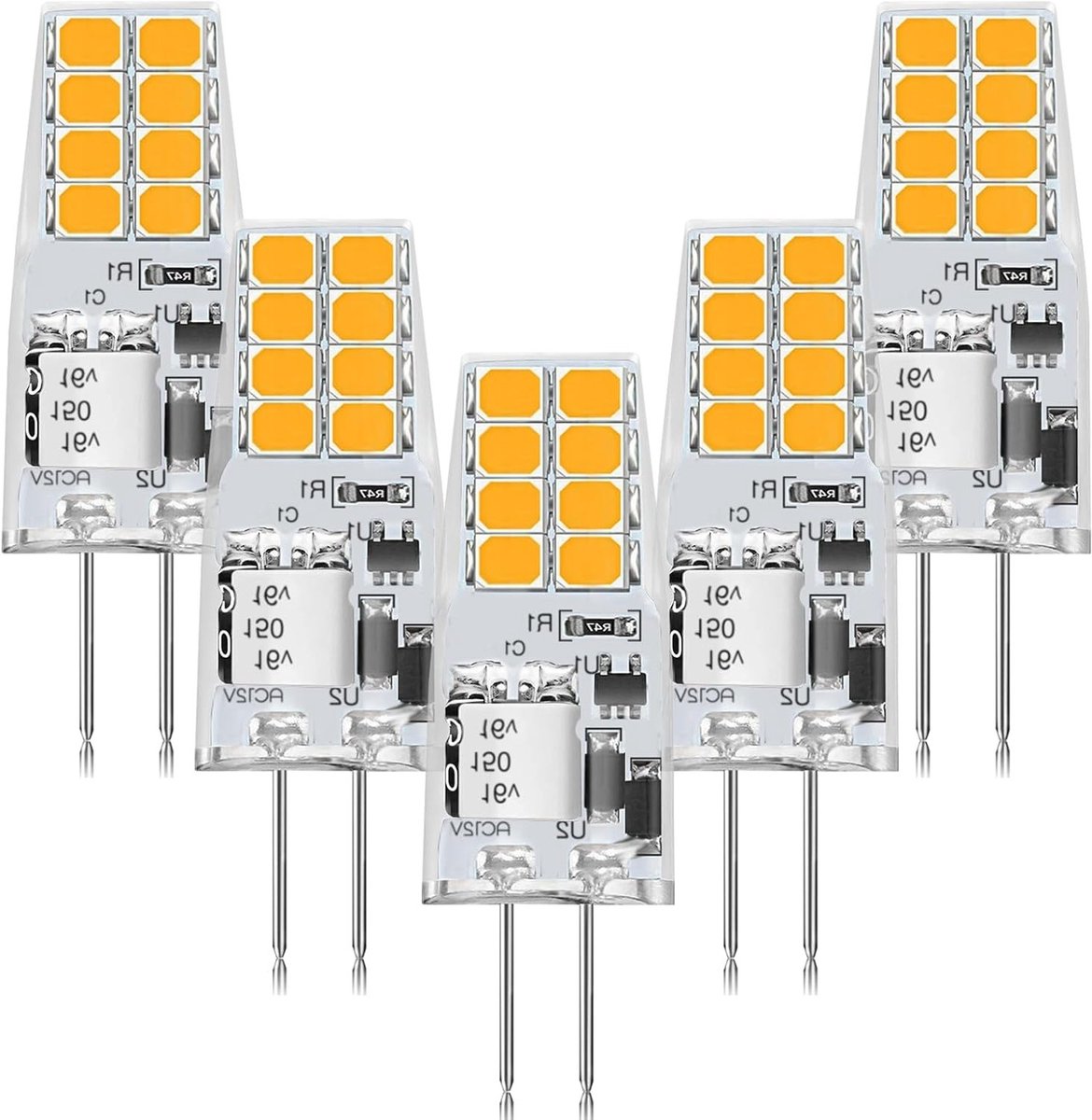 5 x LED G4 Warm Wit 3000K 3W Vervanging voor 30W Halogeen, 210 Lumen, 360 Graden, Flickervrij, Niet Dimbaar, 12V AC/DC, Onderbouwverlichting, Afzuigkap Verlichting, Verpakkingen van 5