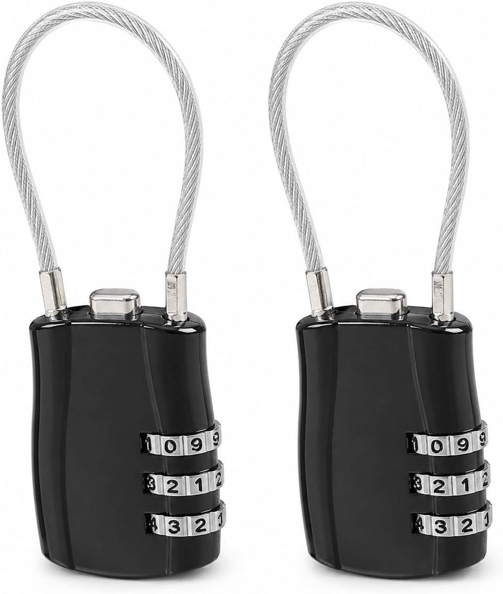 SnelShoppen - Cijferslot 4-cijferig, Robuust Kofferslot met Cijfercode, Weerbestendig Hangslot van IJzer, 2 Stuks, Zwart voor Kluisje, Schuur, School