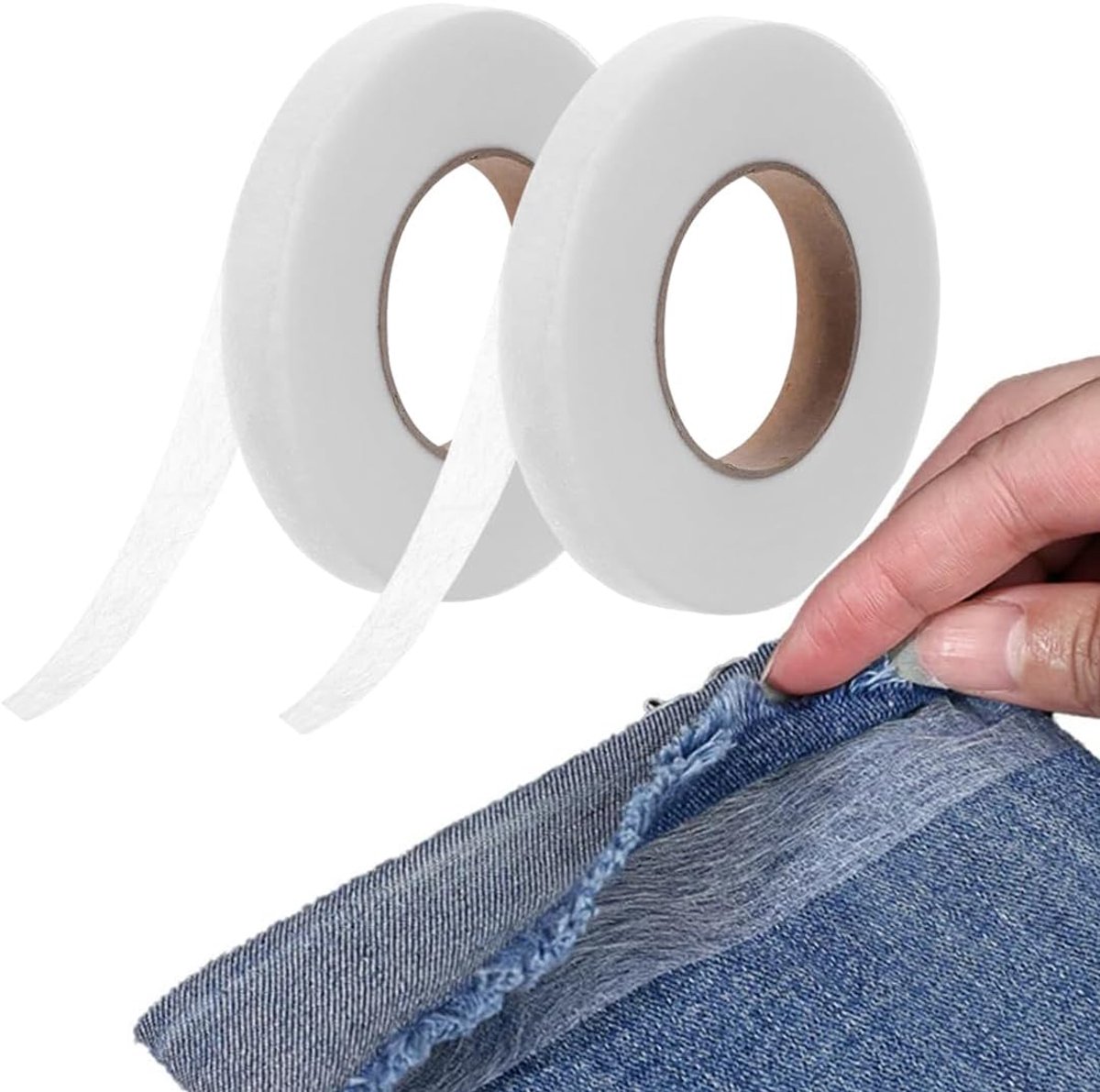 SnelShoppen - Iron on Tape 2 Stuks Textiel Lijmstrips voor Broeken Zoom, 128 m x 1.5 cm, Wit, Dubbelzijdig, Machinewasbaar, Ideaal voor Kleding, Gordi