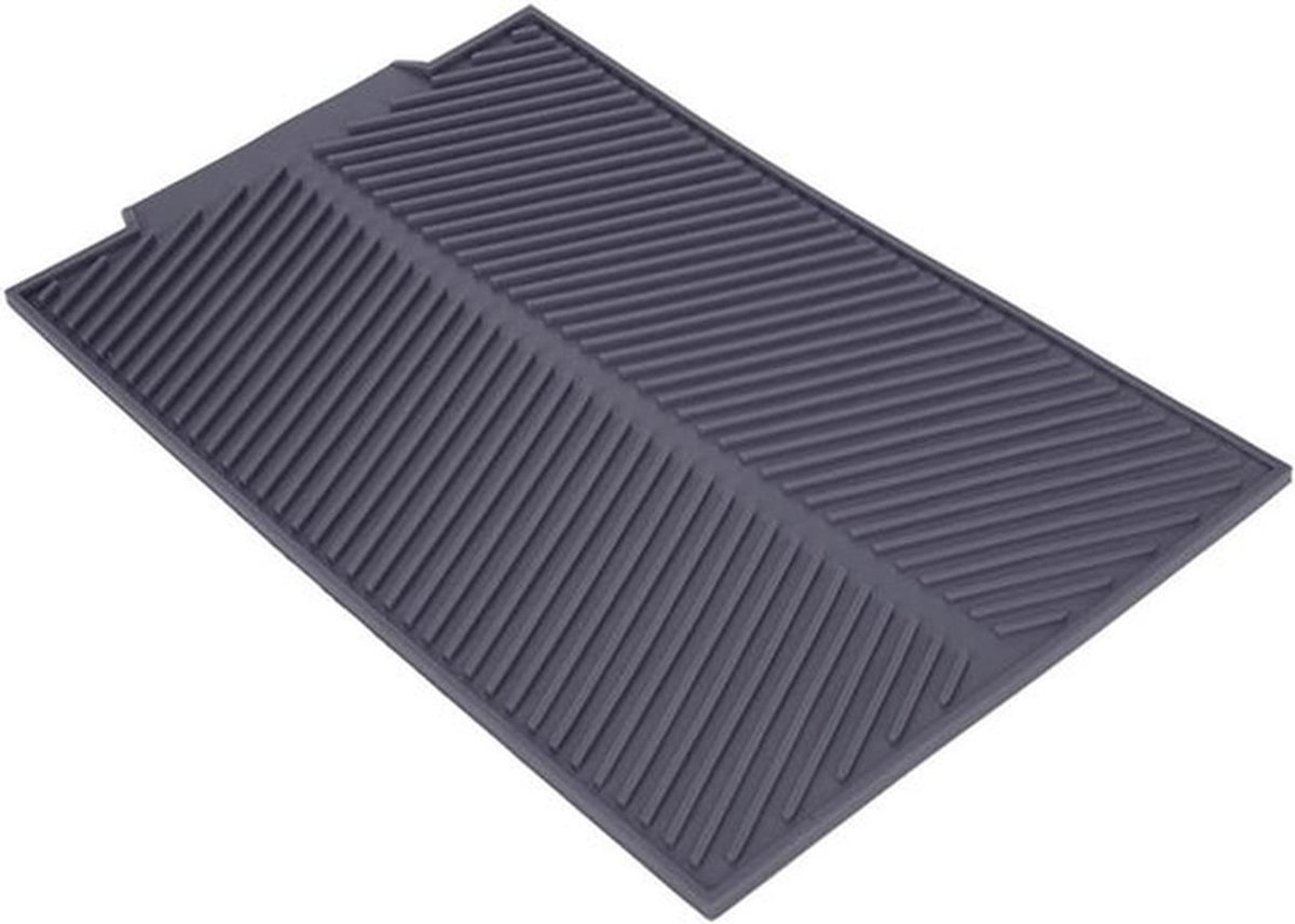 Siliconen afvoermat voor keuken, antislip schotel droogmat, flexibele spoelbakmat, grijs, 44x33 cm