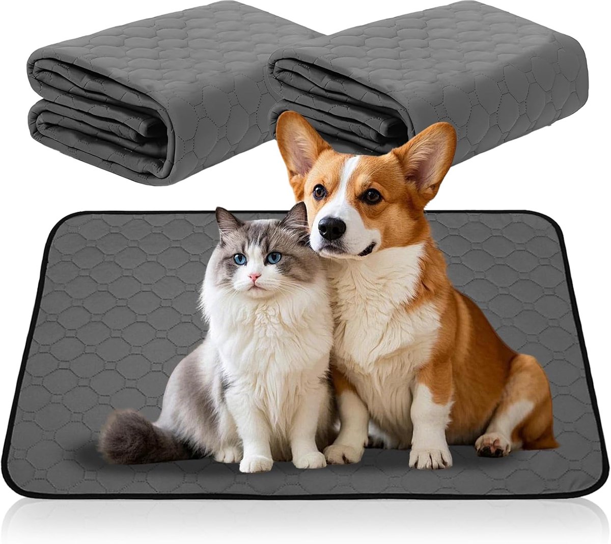 SnelShoppen - Puppy Mat Wasbaar Urine Pad Voor Honden - Sneldrogend, Absorberend, Recyclebaar, Waterdicht, Hond Mat Voor Vloer, Sofa, Auto - 2 Stuks