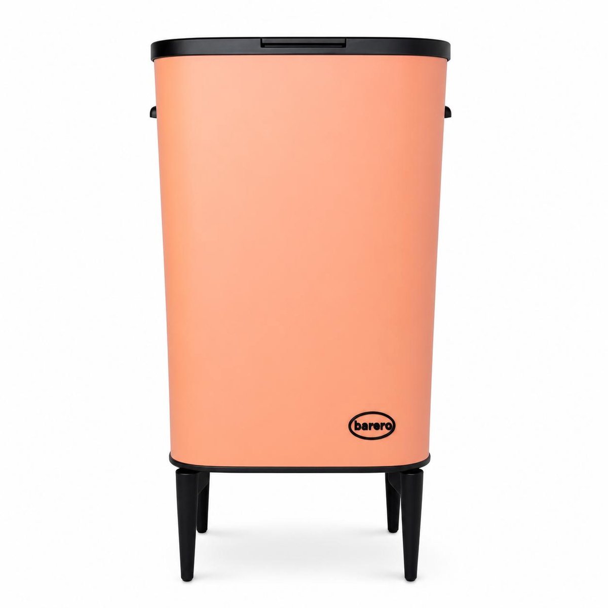 Barero Prullenbak 53 Liter – Vrijstaande Afvalbak op Hoge Poten – Met Drukdeksel – Terracotta/Zwart