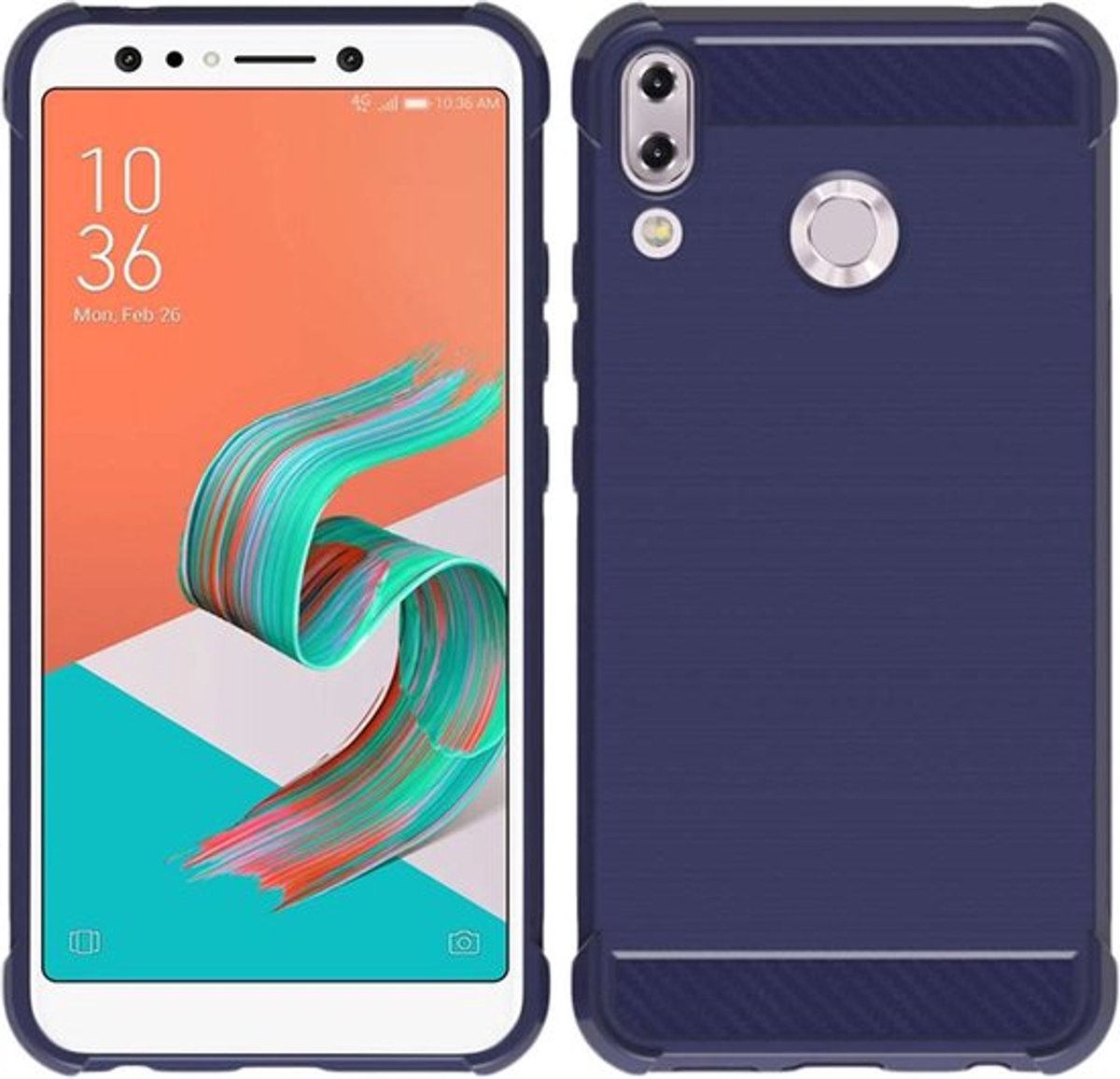 ebestStar - Hoes geschikt voor Asus Zenfone Max M1 ZB555KL, TPU Bescherming Cover, Koolstof Design Hoesje, Donkerblauw