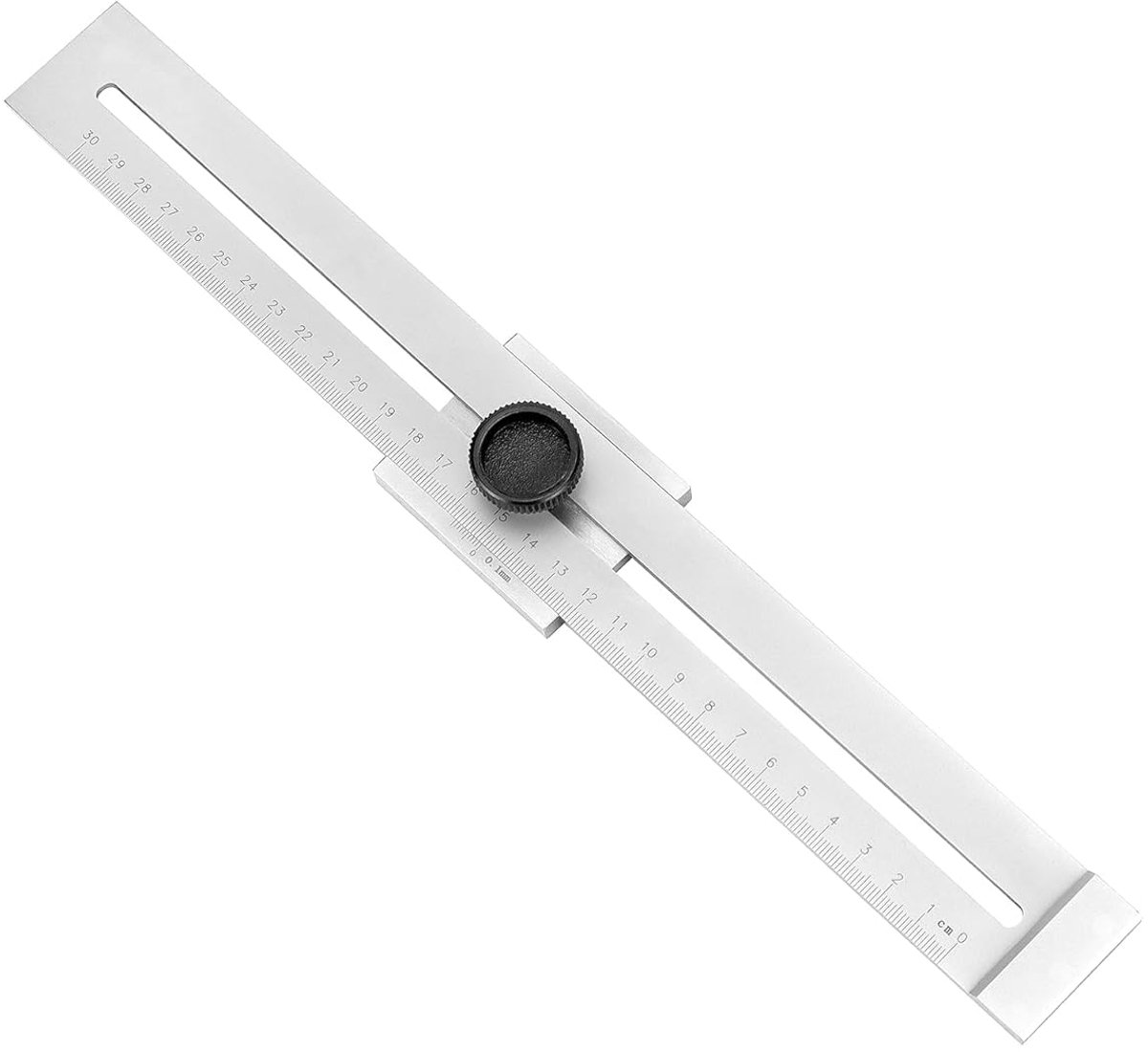 SnelShoppen - QWORK Precision Marker Meter Carbon Staal Parallel Writer met Laser Gegraveerde Schaal - Meetbereik 300 mm - Duurzaam en Roestvrij