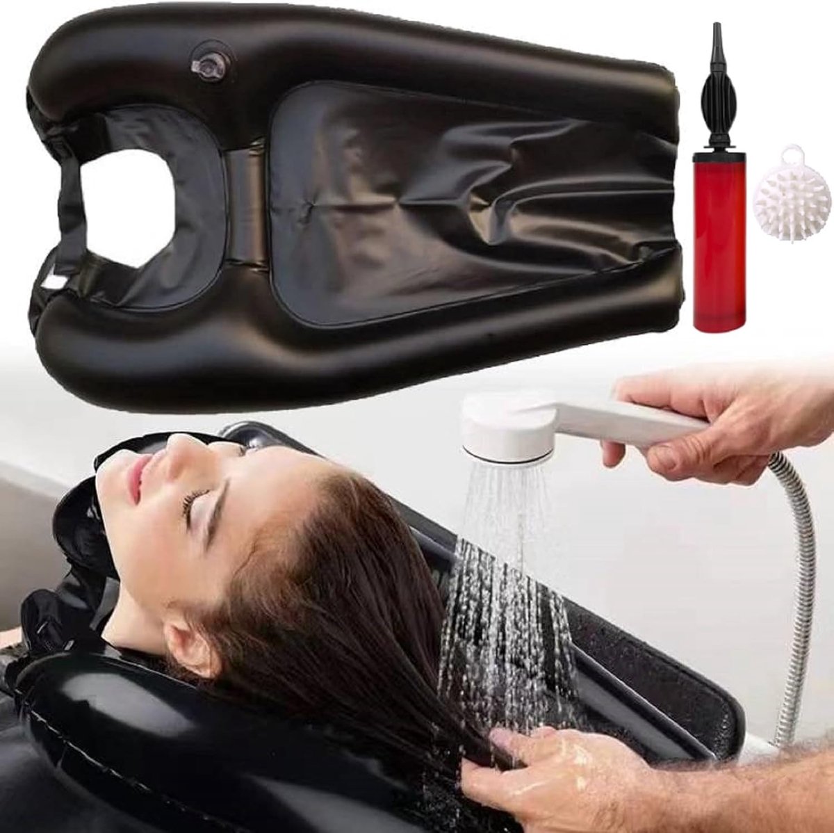 SnelShoppen - Opblaasbare Haarwasbak - Portable Shampoo Sink voor Zieken, Ouderen, Gehandicapten en Zwangere Vrouwen - Hoogwaardig PVC, Lichtgewicht,