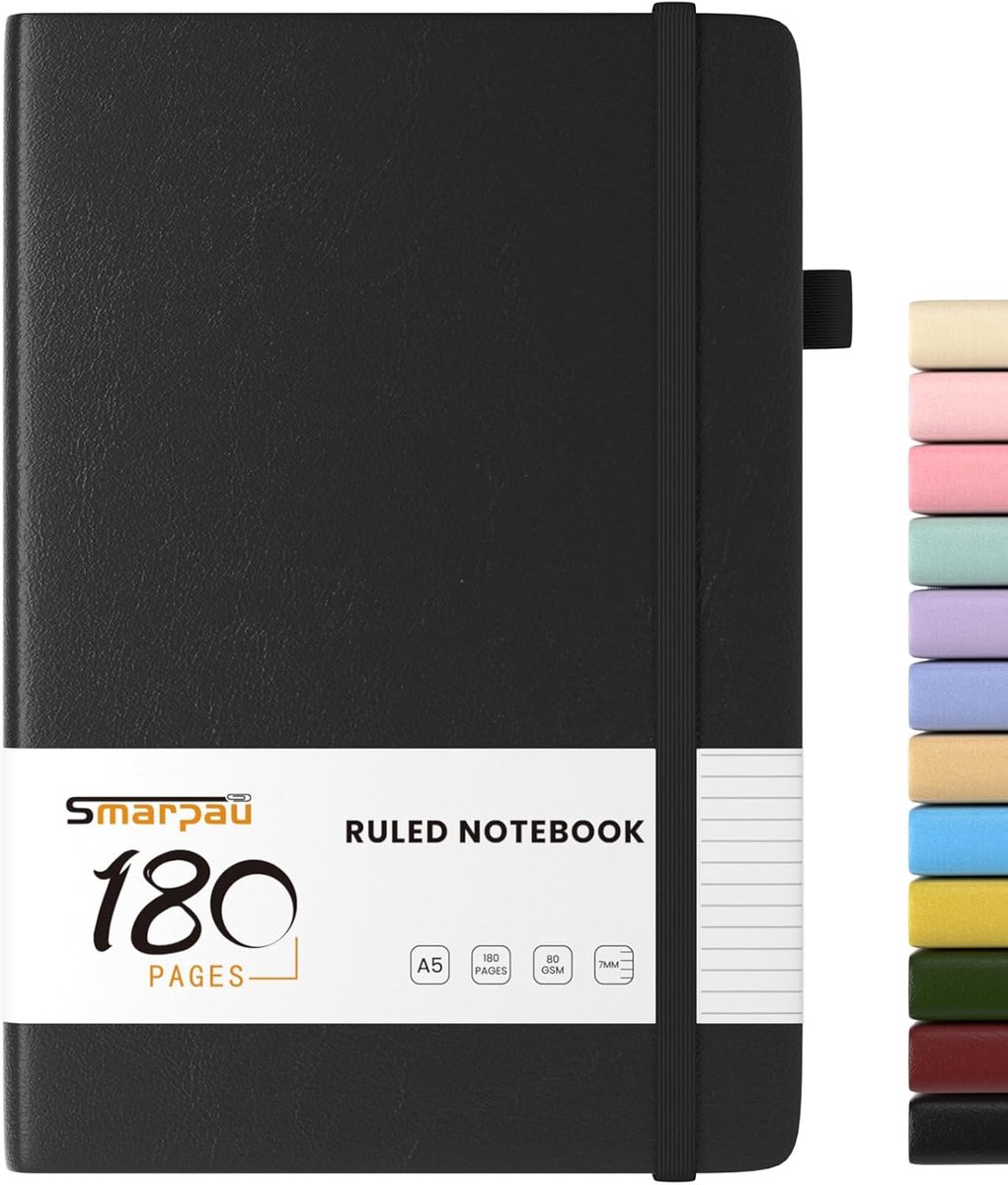 SnelShoppen - A5 Lined Notebook - 180 Pagina's - Premium 80 gsm Papier - Leerachtige Hardcover Notitieboek - Geschikt voor Schrijven en Noteren - 14.5