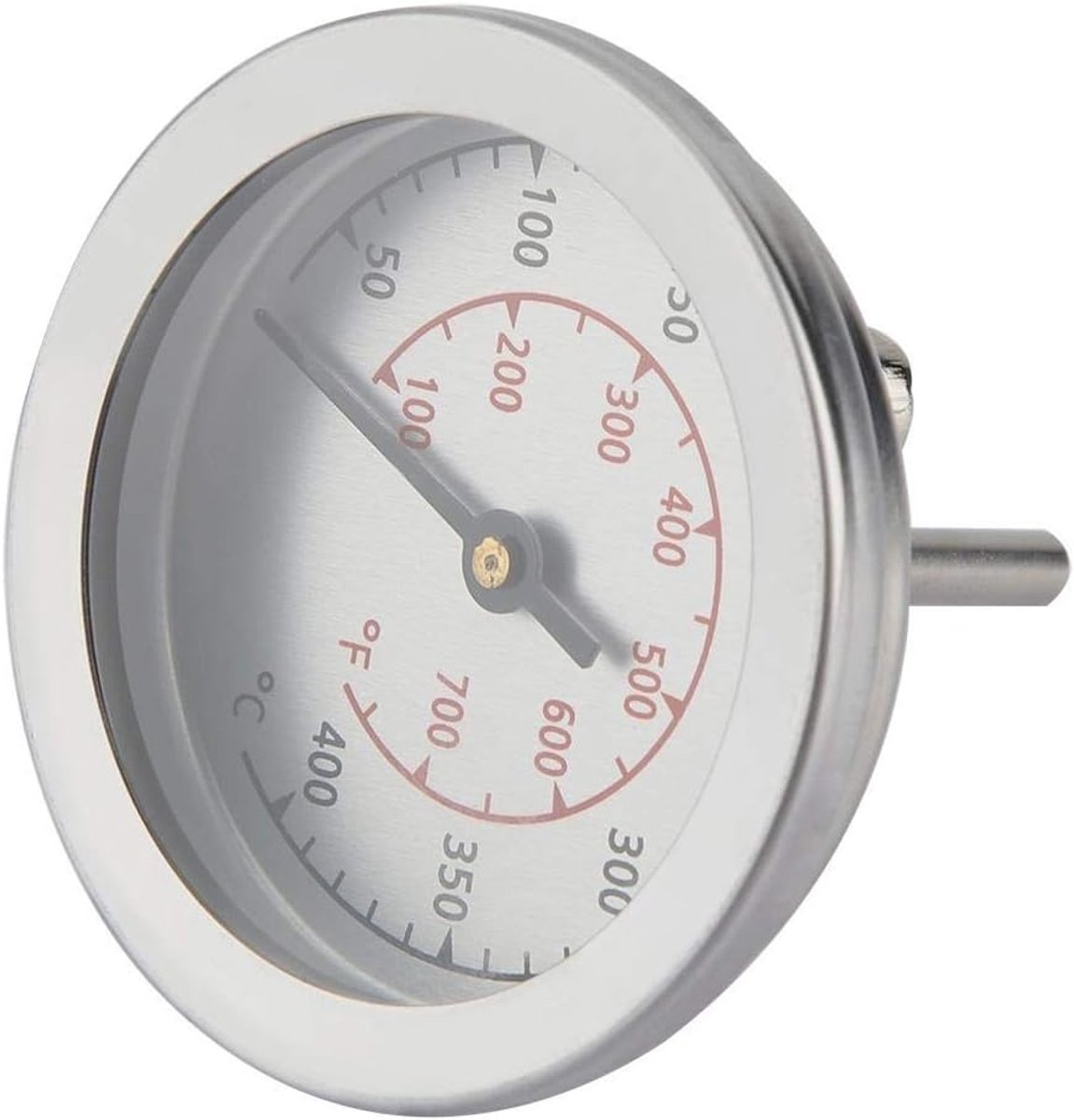 SnelShoppen - BBQ Grill Thermometer 100~700 °C - Analoge Temperatuurmeter met Dubbele Schaal - Duurzaam Metalen Kookthermometer voor Grillen, Barbecue