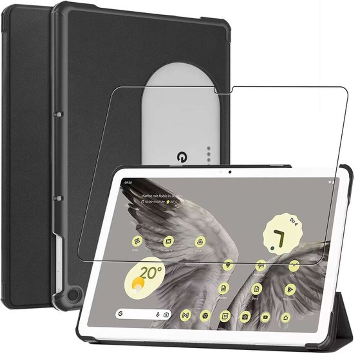 ebestStar - Hoes geschikt voor Google Pixel Tablet, Slanke Design PU Lederen Etui, Automatische Slaap/Wake, SmartCase hoesje, Zwart + Gehard Glas