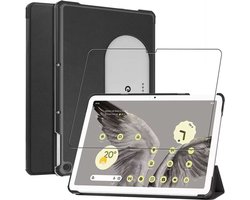 ebestStar - Hoes geschikt voor Google Pixel Tablet, Slanke Design PU Lederen Etui, Automatische Slaap/Wake, SmartCase hoesje, Zwart + Gehard Glas