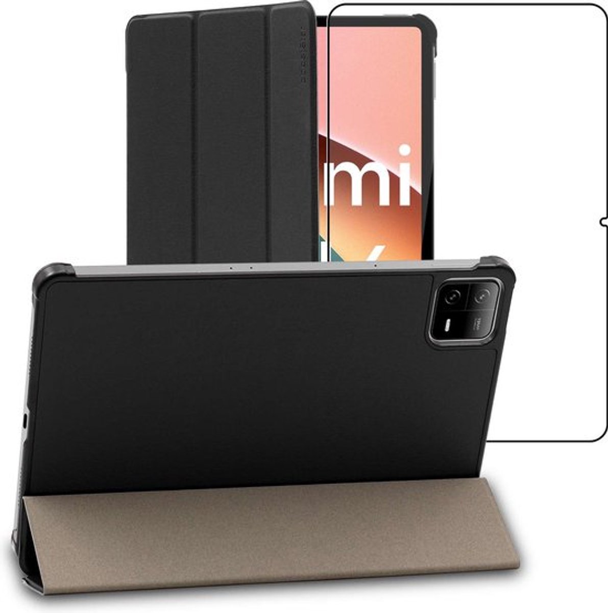 ebestStar - Hoes geschikt voor Xiaomi Pad 6, Pad 6 Pro, Slanke Design PU Lederen Etui, Automatische Slaap/Wake, SmartCase hoesje, Zwart + Gehard Glas
