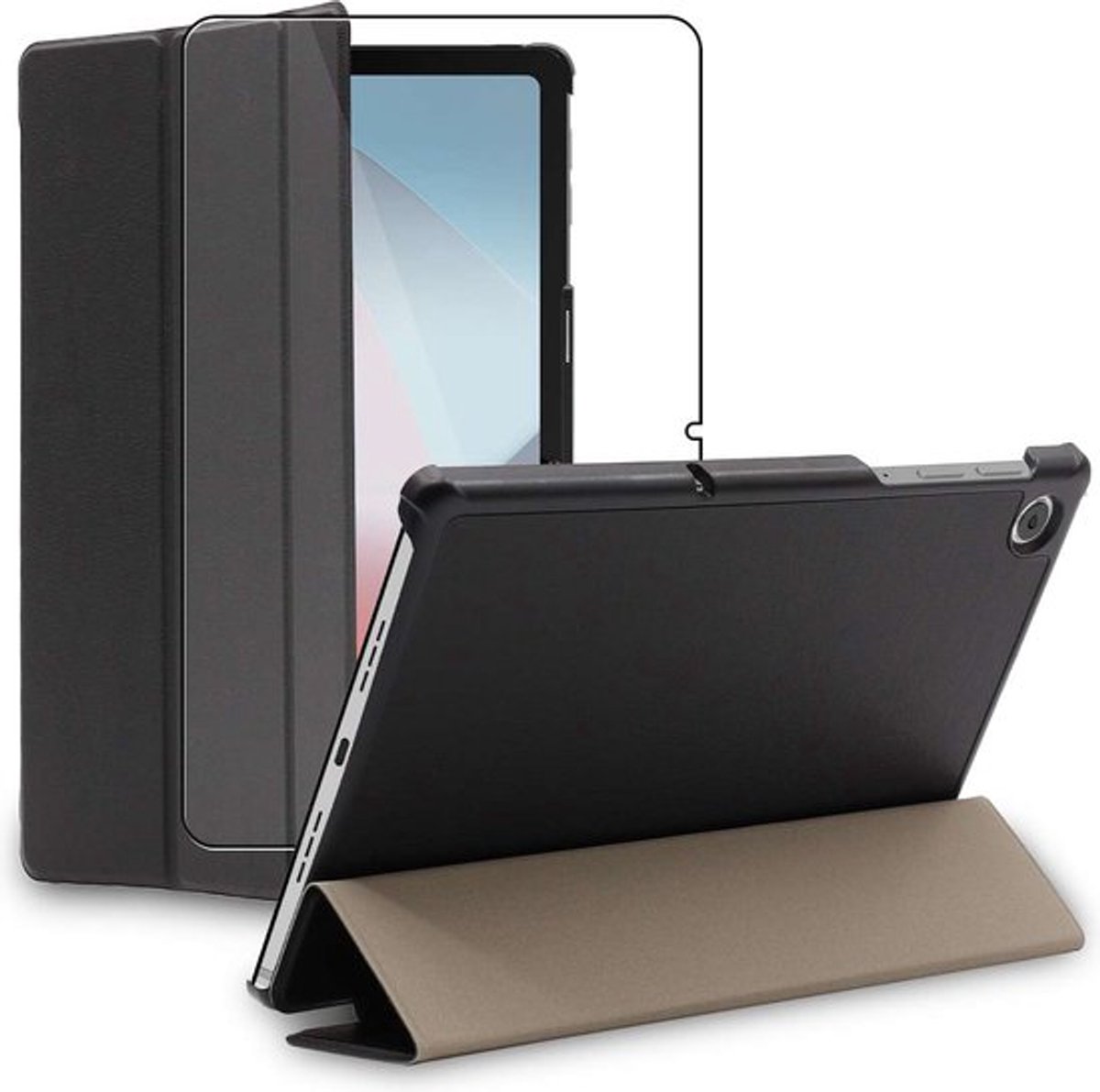 ebestStar - Hoes geschikt voor Oppo Pad Air, Slanke Design PU Lederen Etui, Automatische Slaap/Wake, SmartCase hoesje, Zwart + Gehard Glas