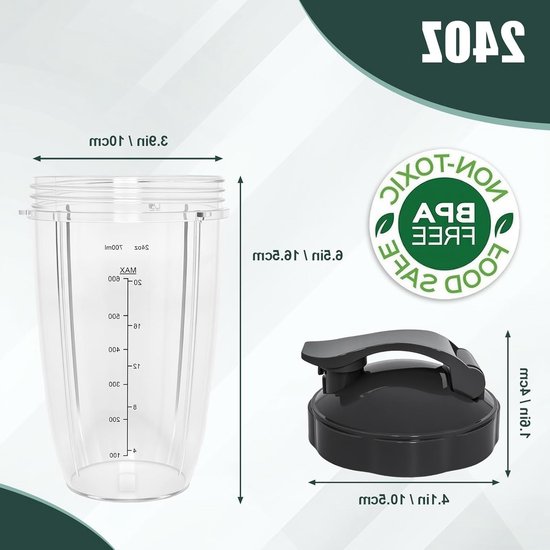 Vervangbeker voor Blender 700ml met To-Go Deksel, Accessoire voor Smoothies en High-Speed Mixers — afbeelding 3