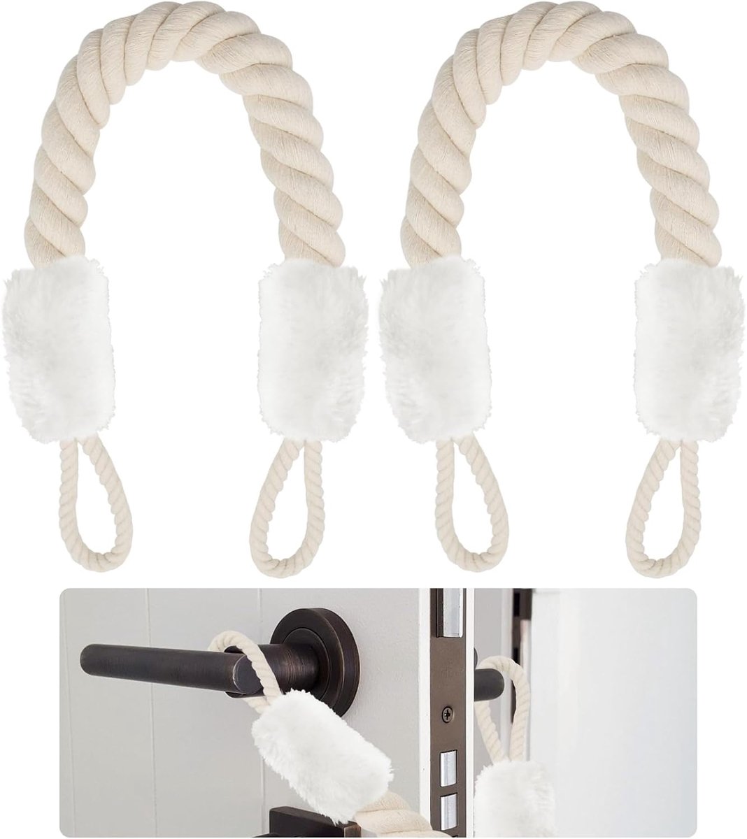 SnelShoppen - 2 Stuks Katoenen Deuropener Klem Beveiliging - Deurklemmen voor Dieren en Kinderen - Witte Deurklemmen voor Vingerbescherming en Deurhan
