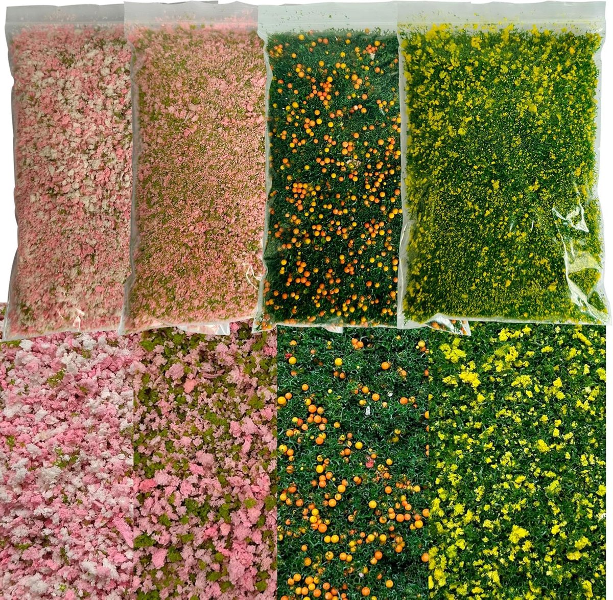 SnelShoppen - 4 Kleurige Boom Poeder Set voor DIY Miniatuurlandschappen, Tuinen, Diorama's, Railway, Feestdecoratie - 20g per Kleur (Groen, Oranje, Ro