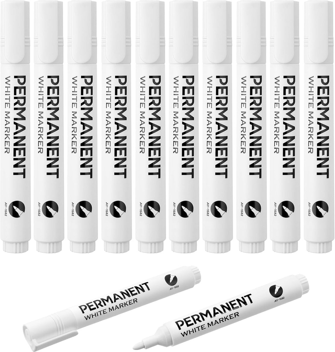 SnelShoppen - 10 Stuks Witte Permanente Markers, Waterdicht en Sneldrogend, Alcohol Markers voor Papier, Steen, Plastic, Glas, Hout, Metaal, Textiel,