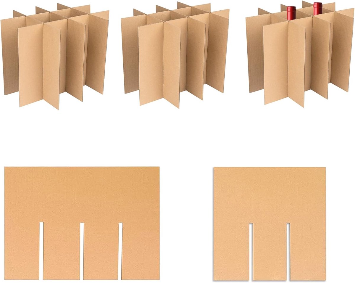 SnelShoppen - 15-delige Verhuisdozen Glaspanelen Set - Kartonnen Verdelers voor Verpakking, Bescherming van Glaswerk, Tafelgerei, Wijn glazen - Duurza