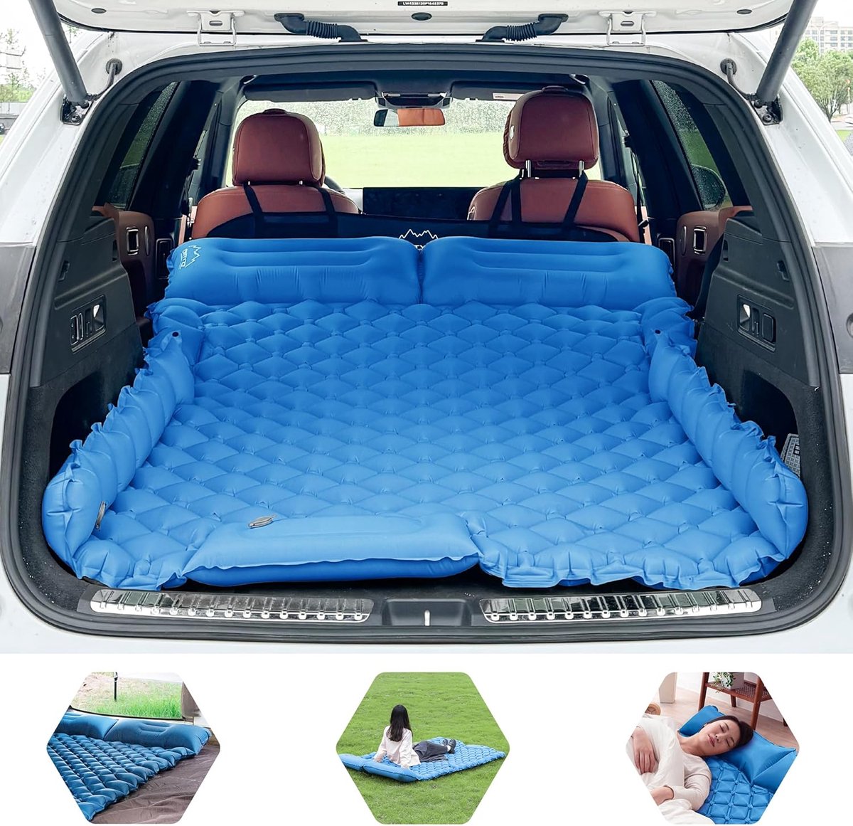 SnelShoppen - Car Air Mattress voor 2 Personen SUV, Zelfopblazend Campingbed, Waterdicht, 183x131x7 cm, Ideaal voor Reizen en Kamperen, Stevig Nylon e
