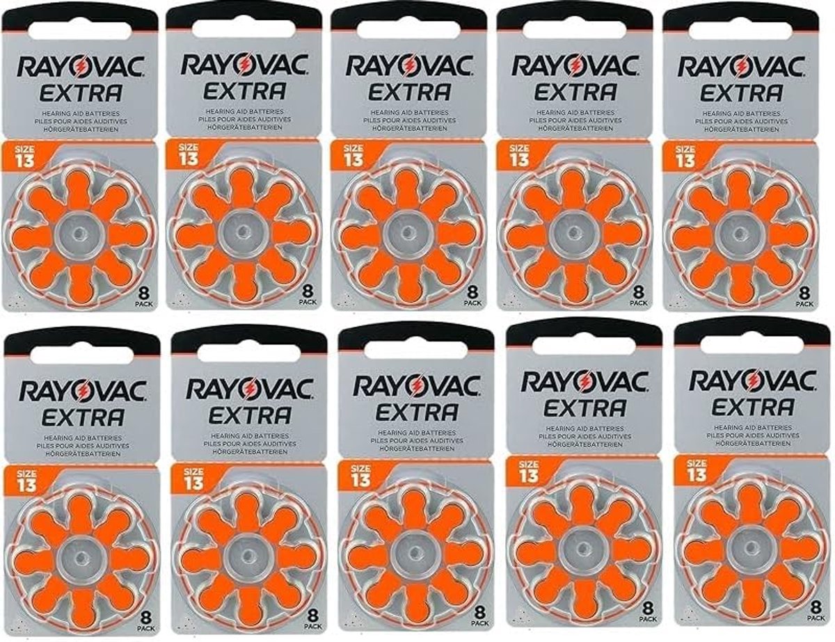 SnelShoppen - Rayovac Extra 8-PACK Hoortoestelbatterijen met Geluid Fusion™ Technologie - Maat 13 - Duurzaam, Milieuvriendelijk, Betrouwbaar en Langdu