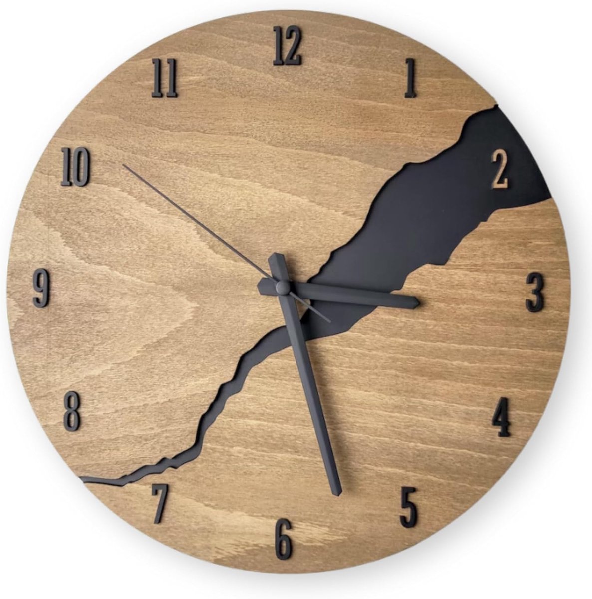 SnelShoppen - Wandklok Houtlook Modern 30 cm Geruisloos Kwartsuurwerk Europees Design Stijlvolle Klok voor Woonkamer Keuken Kantoor Slaapkamer en Badk