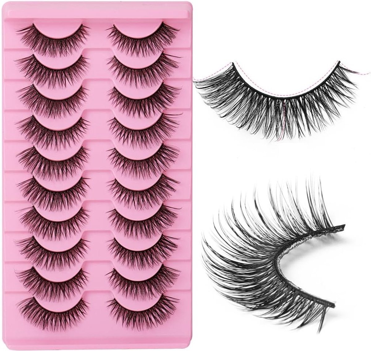 10 paar kunstwimpers, natuurlijk kattenoog-effect, natuurlijk en kunstmatig lang, volumineus, 6-14 mm - ShopVlot