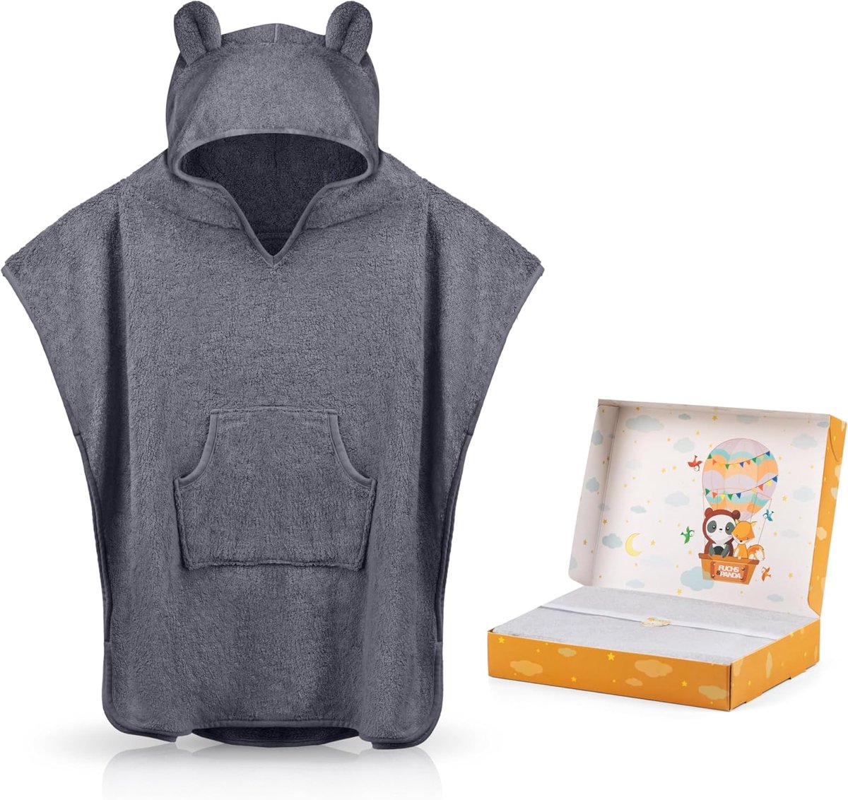 SnelShoppen - Bad Poncho Kinderen EXTRA Warm, Zacht & Knuffelig (100% Bamboe) | Baby Bad Poncho | Handdoek Poncho Kinderen met Mooie Cadeau Verpakking