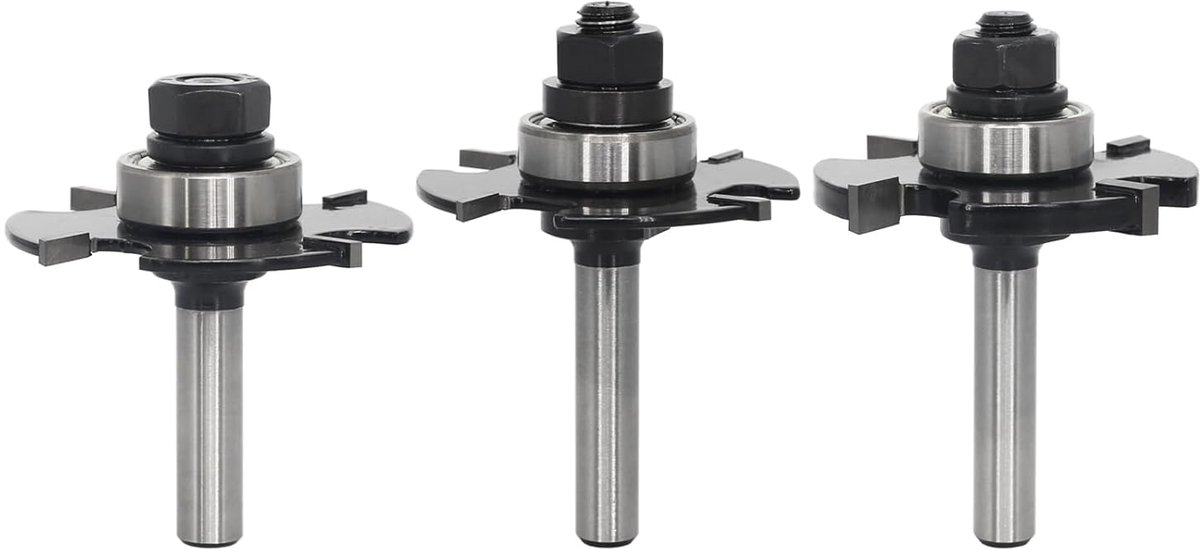 SnelShoppen - Disc Groove Cutter 8mm Schacht 3-delige Cookie Hout Cutter met Lager voor Router en Vouw Cutter - Disc Snijden Hoogte 2.5mm/3mm/6mm