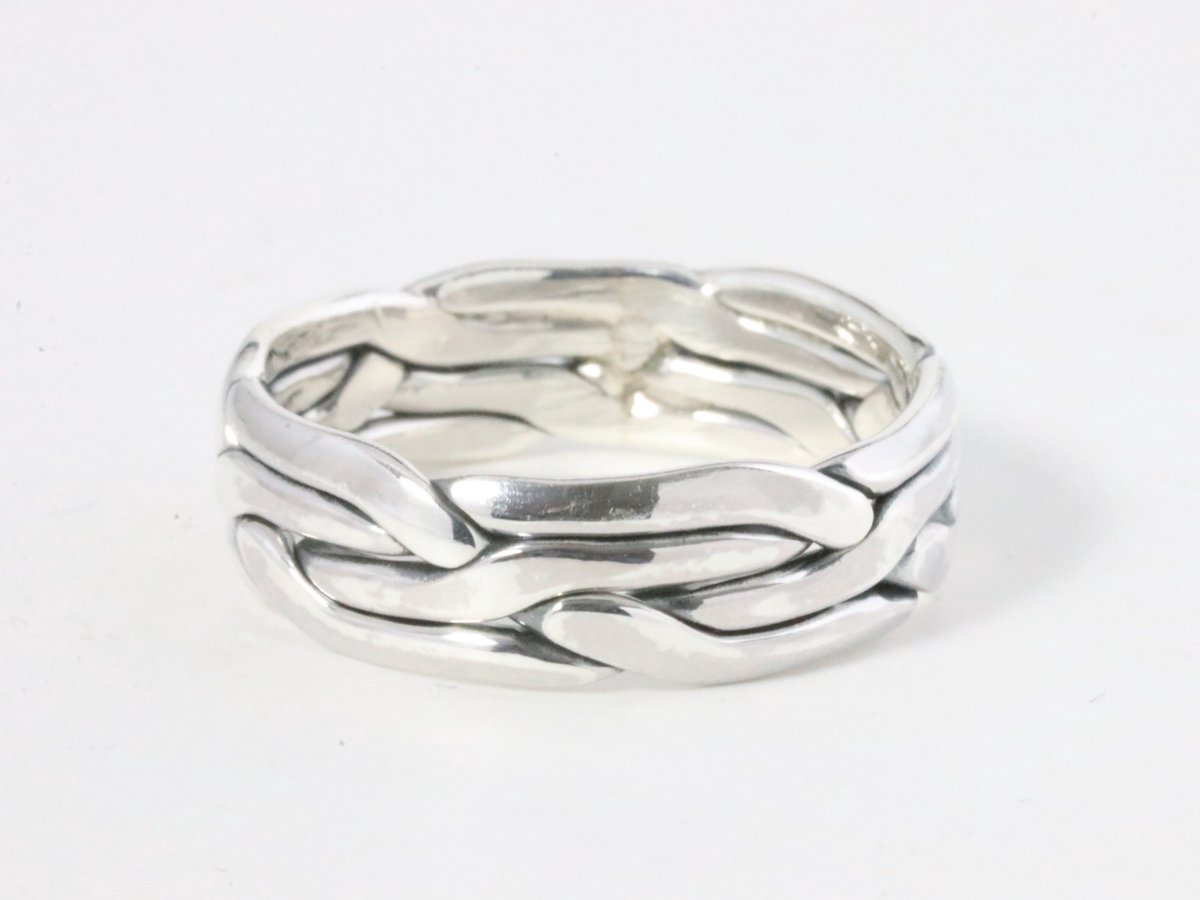 Gevlochten zilveren ring - maat 19