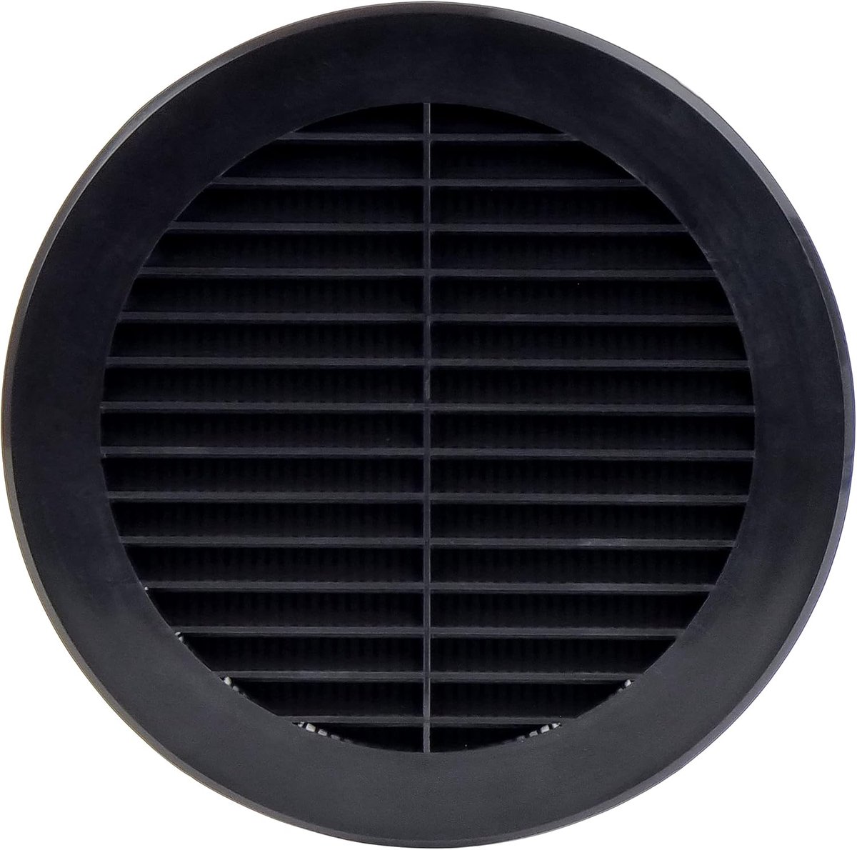 SnelShoppen - Ventilatierooster Rond Ø 150 mm Zwart Kunststof, Makkelijk Te Monteren, Insectenbescherming, Ideaal Voor Keuken, Garage, Caravan
