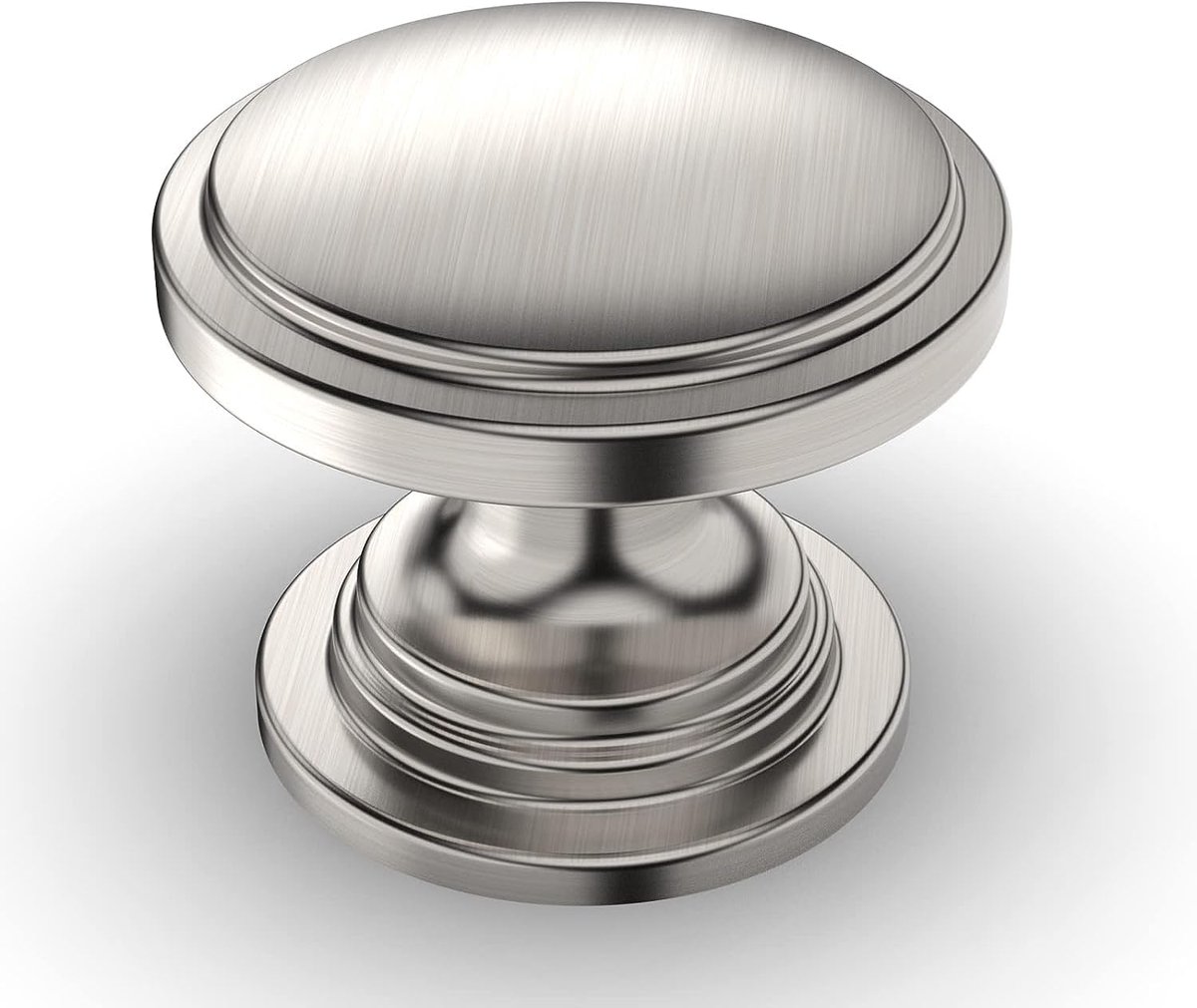 SnelShoppen - 10 Stuks Brushed Nickel Kastknoppen - Moderne Meubelknoppen voor Keuken, Badkamer, Living - 24mm x 25mm - Perfect voor Kasten, Deuren, L