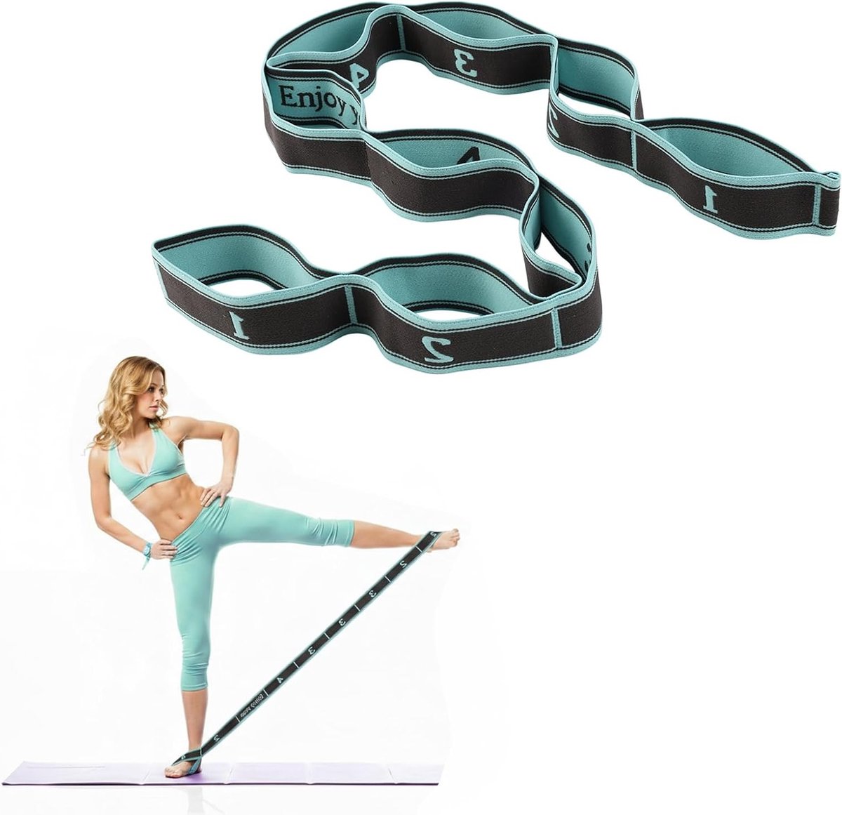 Elastische yoga-ontspanningsgordel, stretchband voor beenbanden, elastische band voor yoga, fitness en pilates - ShopVlot