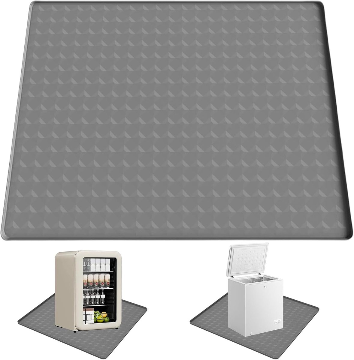 SnelShoppen - Koelkastmat 60 x 60 cm - Siliconen Druppelmat met Verhoogde Rand voor Vloerbescherming - Vriesmat en Lekbak voor Koelkast, Vaatwasser, W
