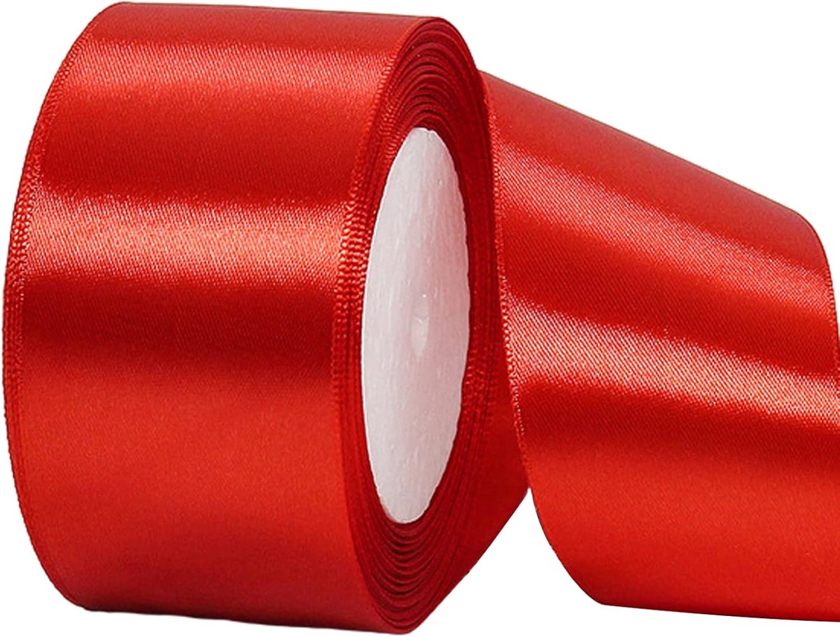 SnelShoppen - Rood Satijnen Lint 50mm, 22m Cadeau Ribbons, Polyester Kerst Linten voor Cadeau Inpakken, Taart Versiering, Bruiloft, Feest, Union Jack