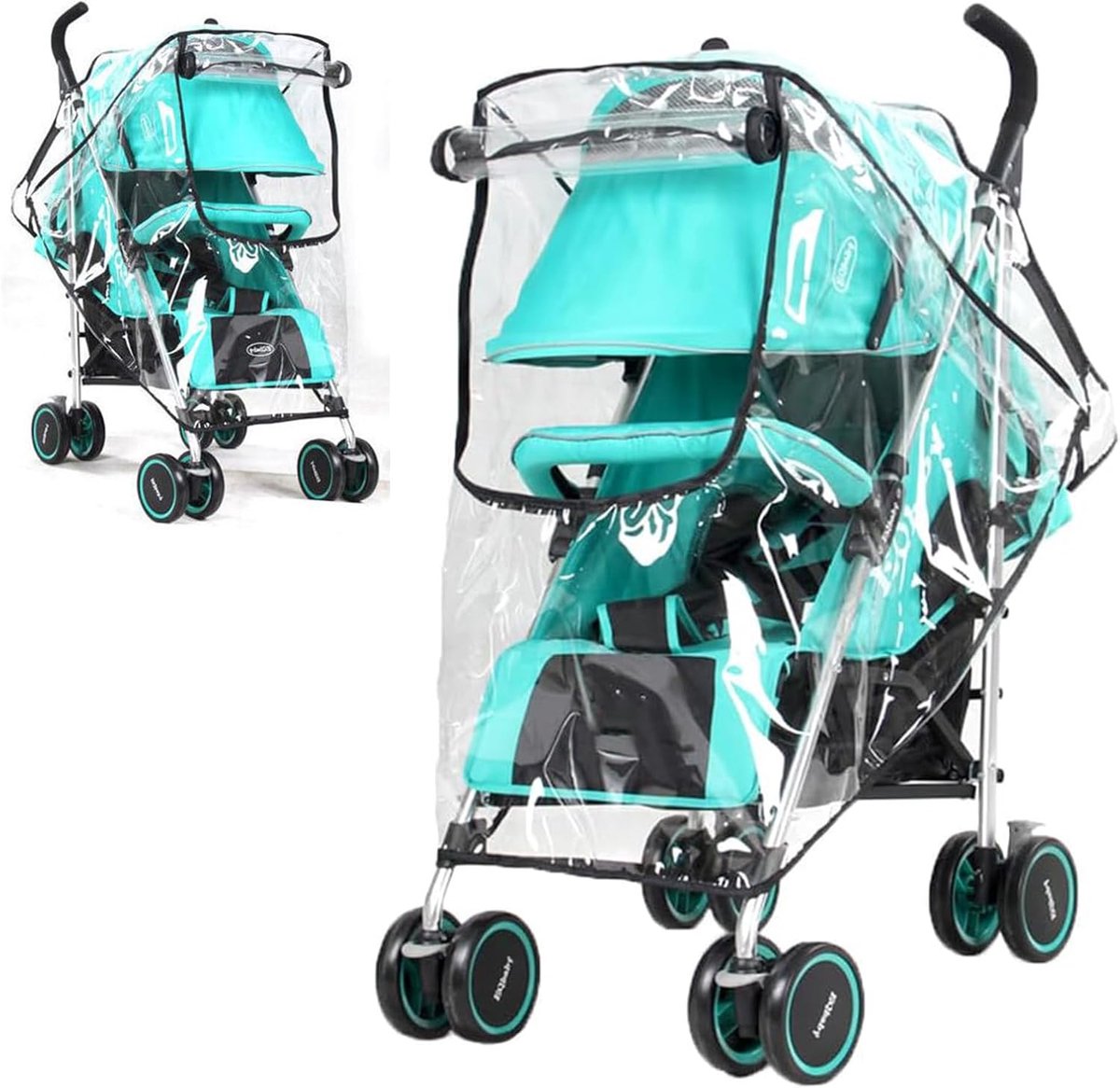 SnelShoppen - Universele Regenbescherming voor Kinderwagen, Waterdicht, Met Ventilatie en Rits, Transparant PVC, Eenvoudige Montage, Ideaal voor Buite