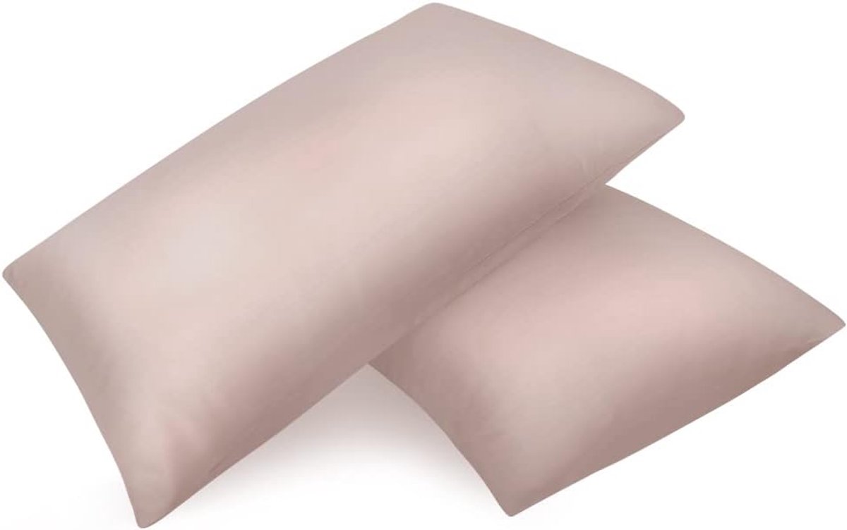 SnelShoppen - Set van 2 Satin Kussenslopen Premium Kussensloop Haar en Huidverzorging Zachte Satijn met Rits, Taupe 40 x 60 cm