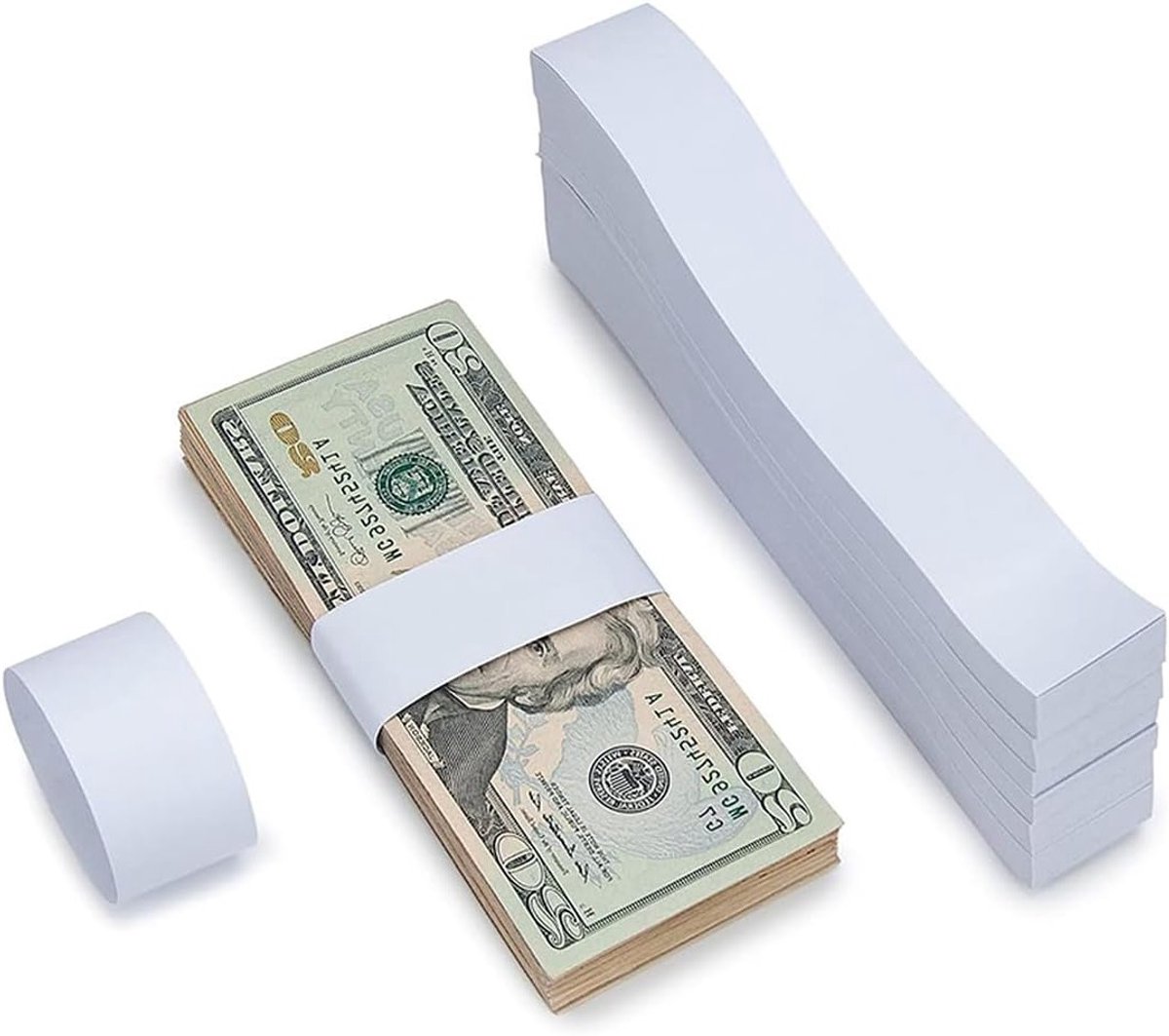 100 Stuks Zelfklevende Bankbiljet Tape voor Organisatie, Labeling en Geldbeheer (19.8 x 3.8 cm)