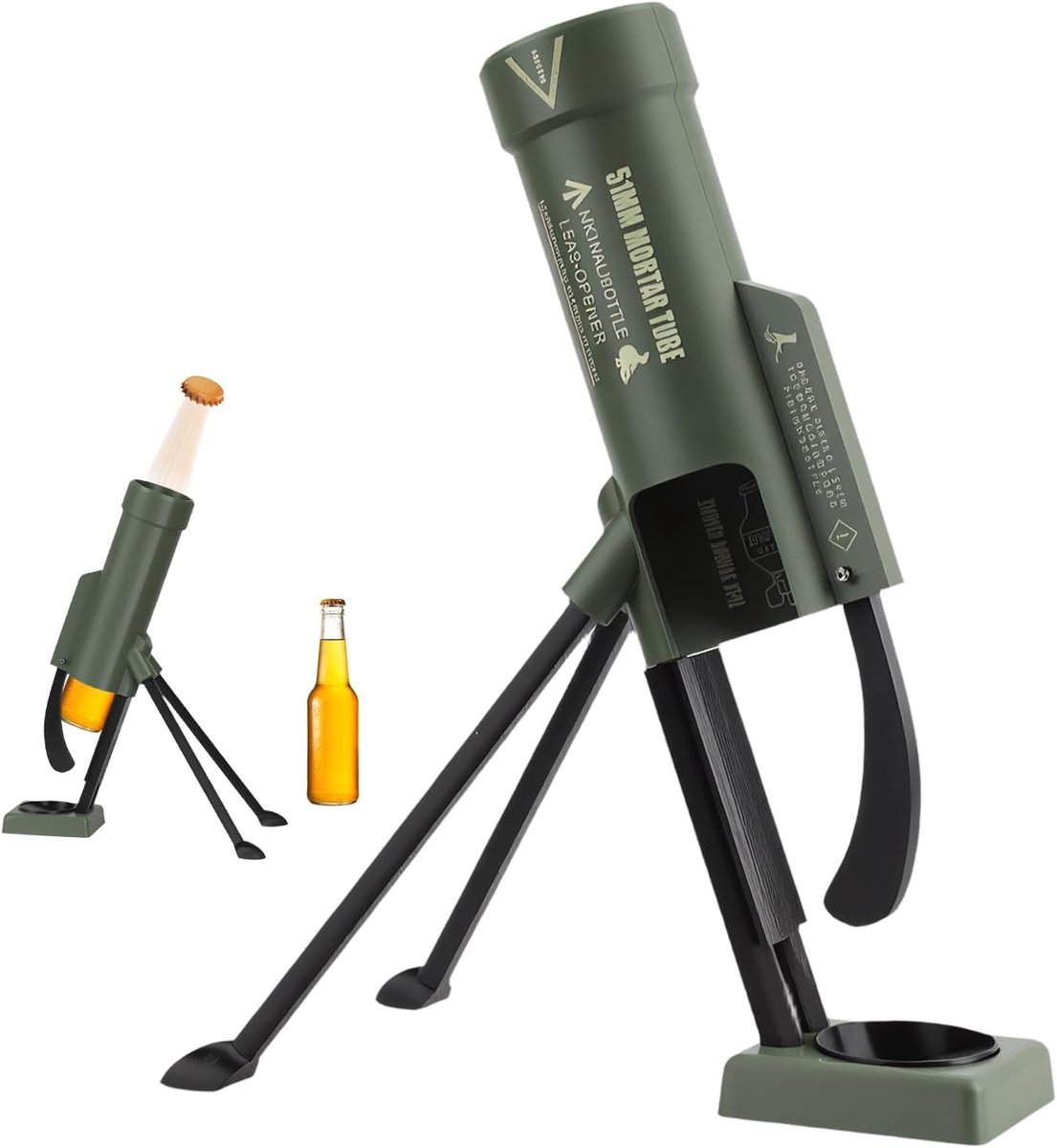 Thijox - Bier Vijzel Flesopener 51 mm - Tactische Kroonkurk - Zware Flesopener - Grappige Tafeldecoratie - Ideaal voor Feest, Camping, Bar - Legergroe