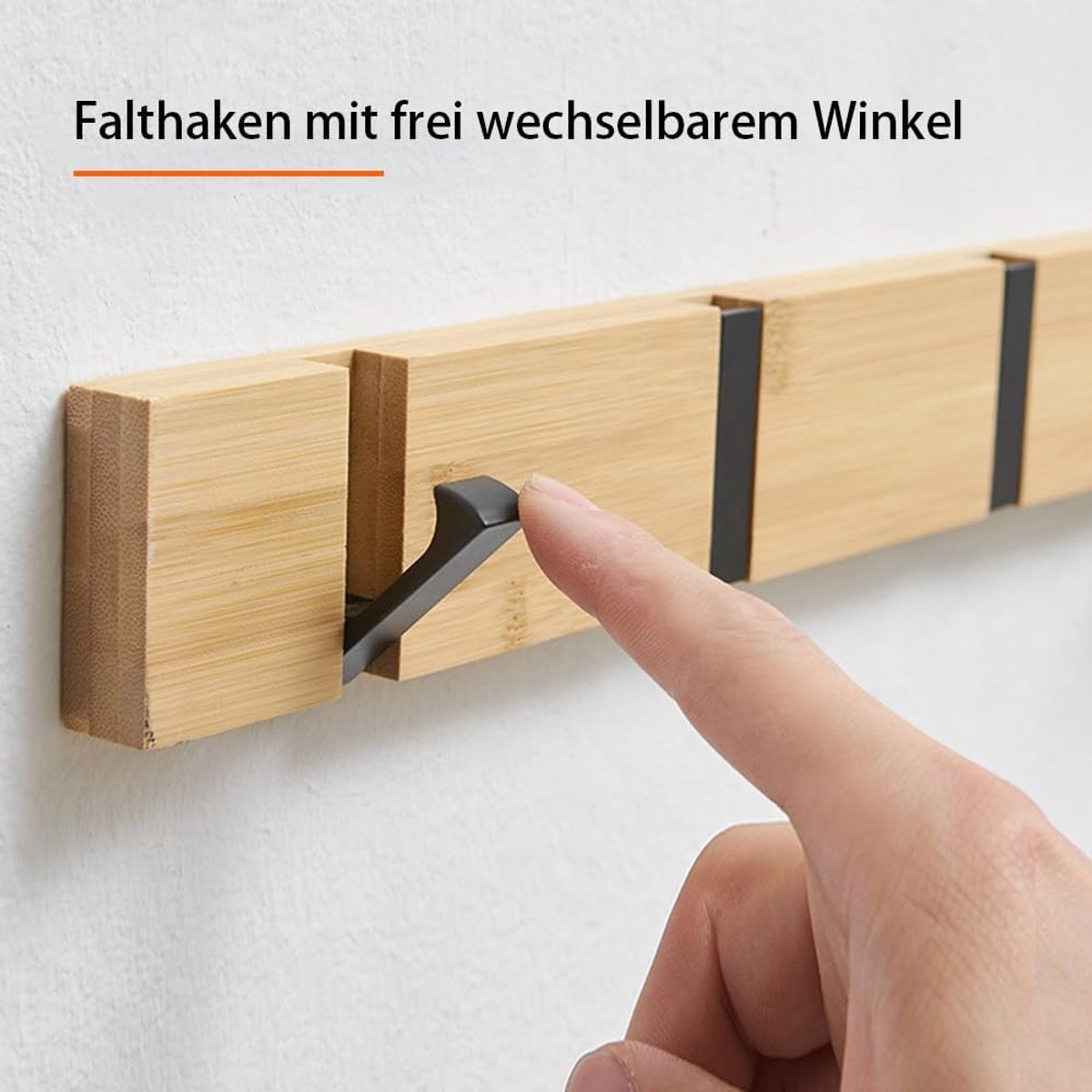 SnelShoppen - Bamboo Wall Coat Hook - Houten Wandhaak met 4 Verborgen Vouwhaken voor Jassen, Hoeden, Sjaals, Handtassen en Sleutels - Duurzaam en Stij